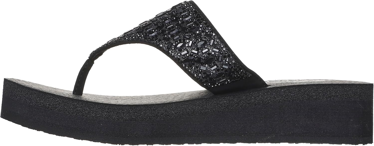 Skechers Womens VINYASA - NEW GLAMOUR Black Casual Slippers, Black, 3 UK (6 US)