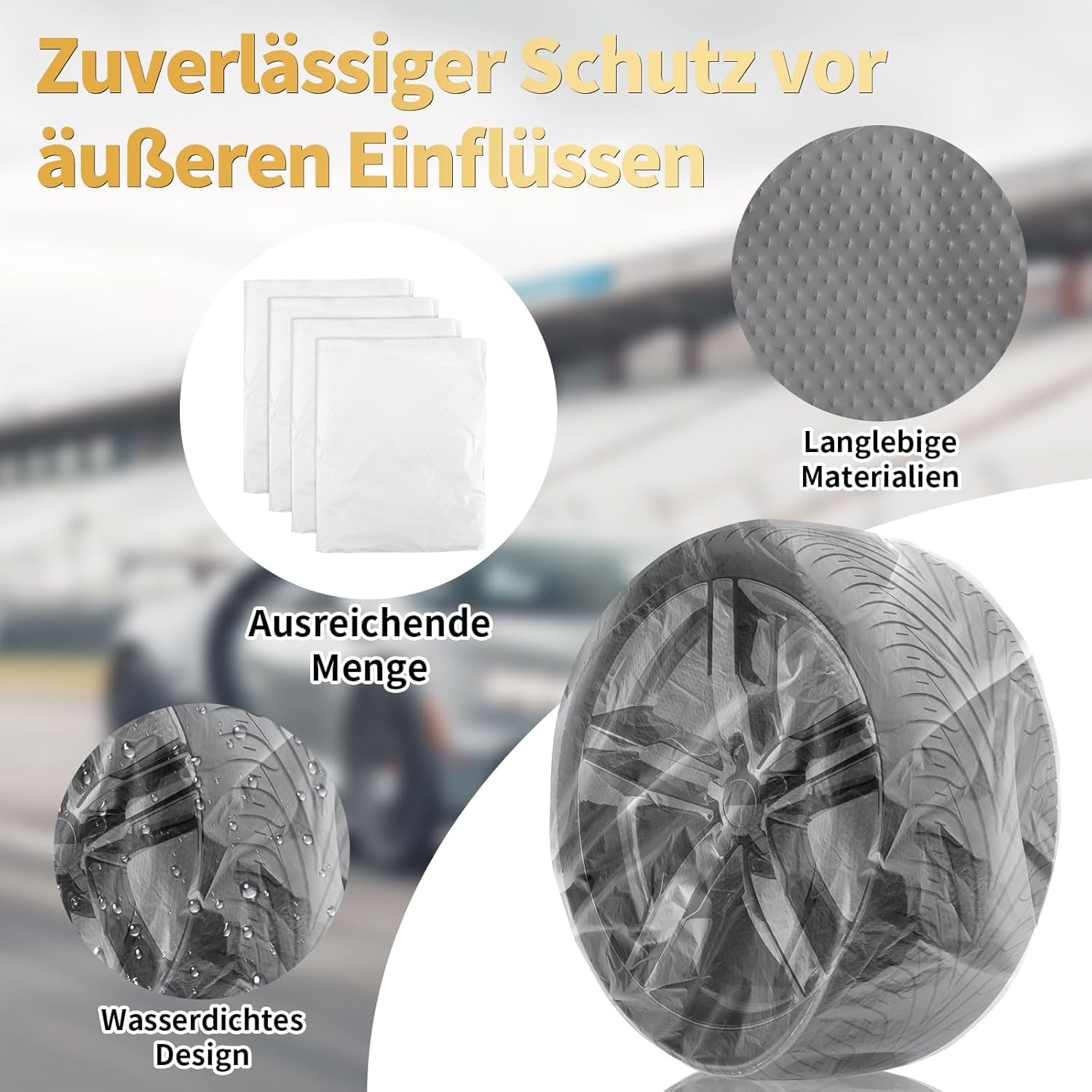 BEIMEIII Zestaw 4 worków na opony, plastikowa torebka na opony, worki na opony samochodowe, 50 cm, do przechowywania opon samochodowych