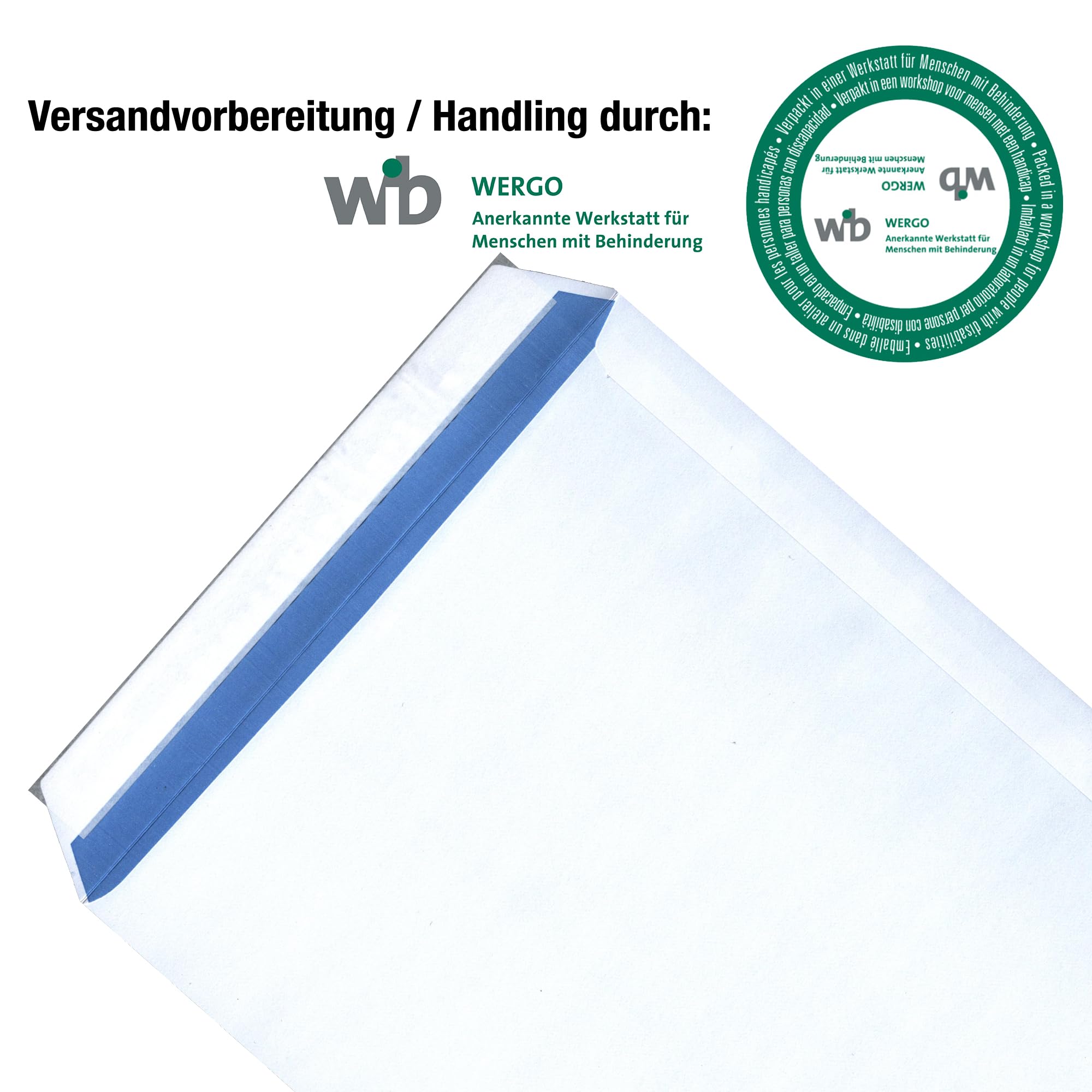 250 Versandtaschen mit Fenster, C4 = 324 x 229 mm, mit Laser bedruckbar, Geschäfts-Umschläge, mit Abziehstreifen