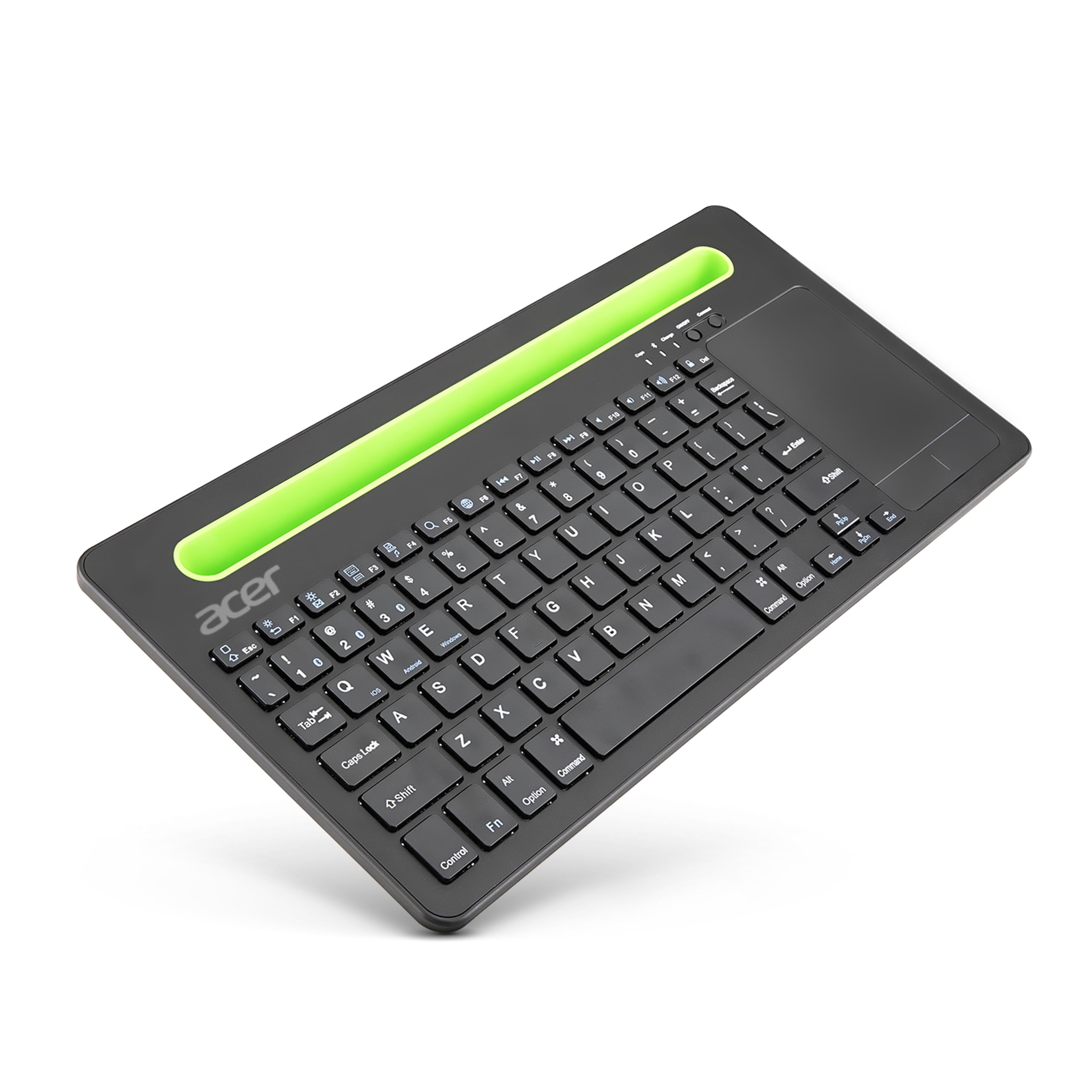 Acer SwiftConnect Multi-Device Wireless Rechargeable Keyboard with Cradle & Touchpad | Dual Channel Switch | Compact & Quiet | Works with Windows, Mac, Laptop, Desktop, Tablet, Smartphone, Notebook