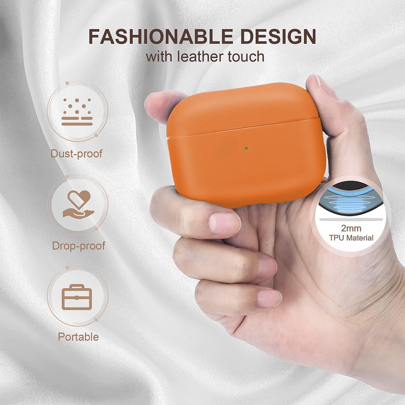 Coque TPU AirPods Pro 3ème Génération Housse Protection Apple avec Dragonne Orange