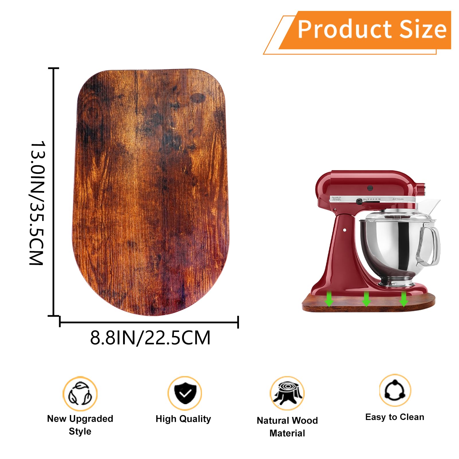 Drewniana mata przesuwna do miksera stojącego KitchenAid 4,5/5Qt z 4 silikonowymi narzędziami kuchennymi