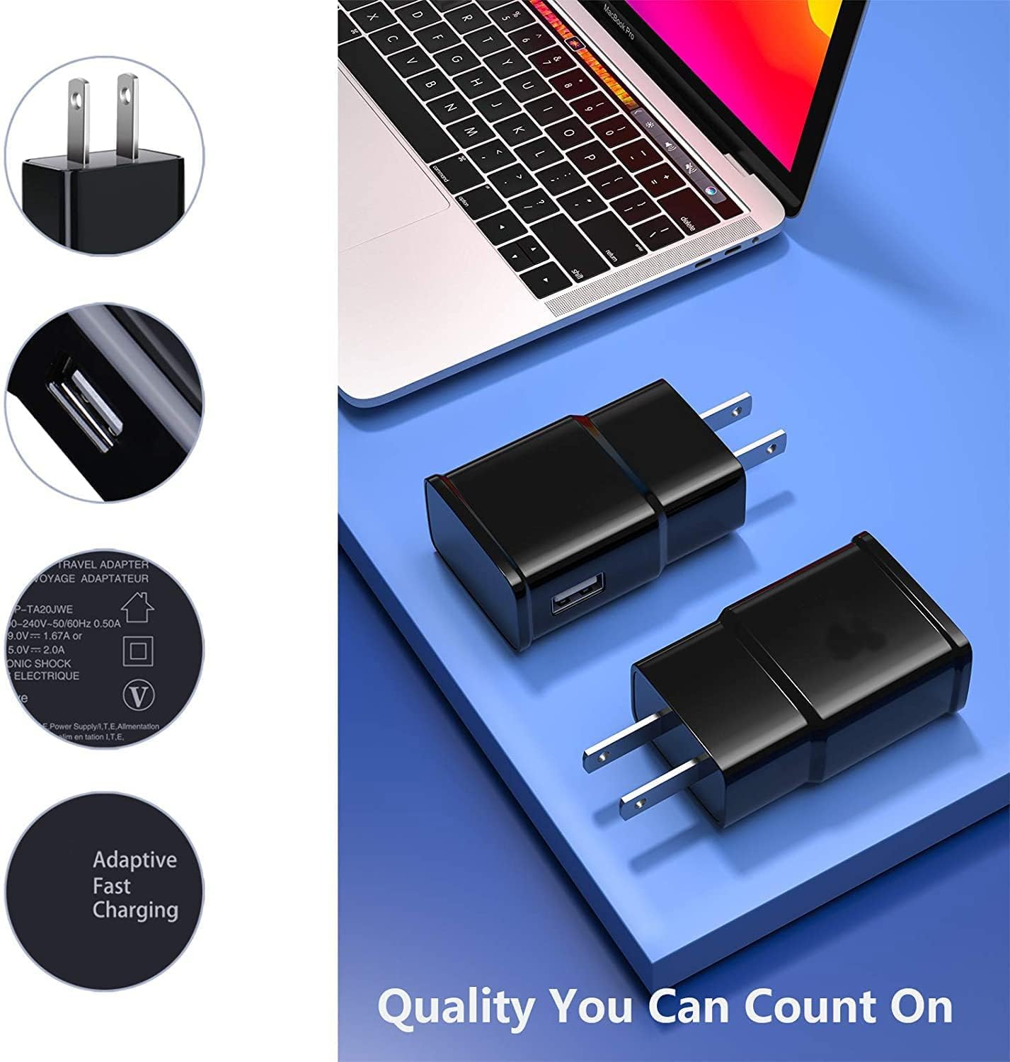 Confezione da 6 caricabatterie tipo C, blocco di ricarica rapido, telefono Android, caricatore USB veloce da parete, compatibile con Samsung Galaxy S21/S20/S10/S10e/S10 Plus/S9/S9 Plus/S8/S8