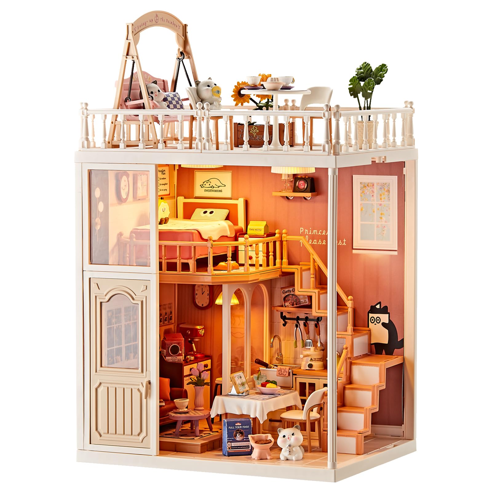 Set De Muebles Miniaturas 1:12 Para Casa De Muñecas | 5 Habitaciones De Madera | Juego De Roles Educativo