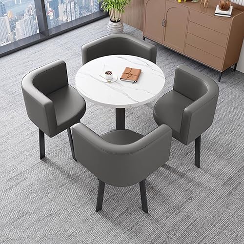 Miniatura 10 de YVYKFZD Mesa redonda de conferencias, mesa de oficina pequeña, sala de recepción, mesa de club, juego de mesa de comedor de cocina simple, mesa de