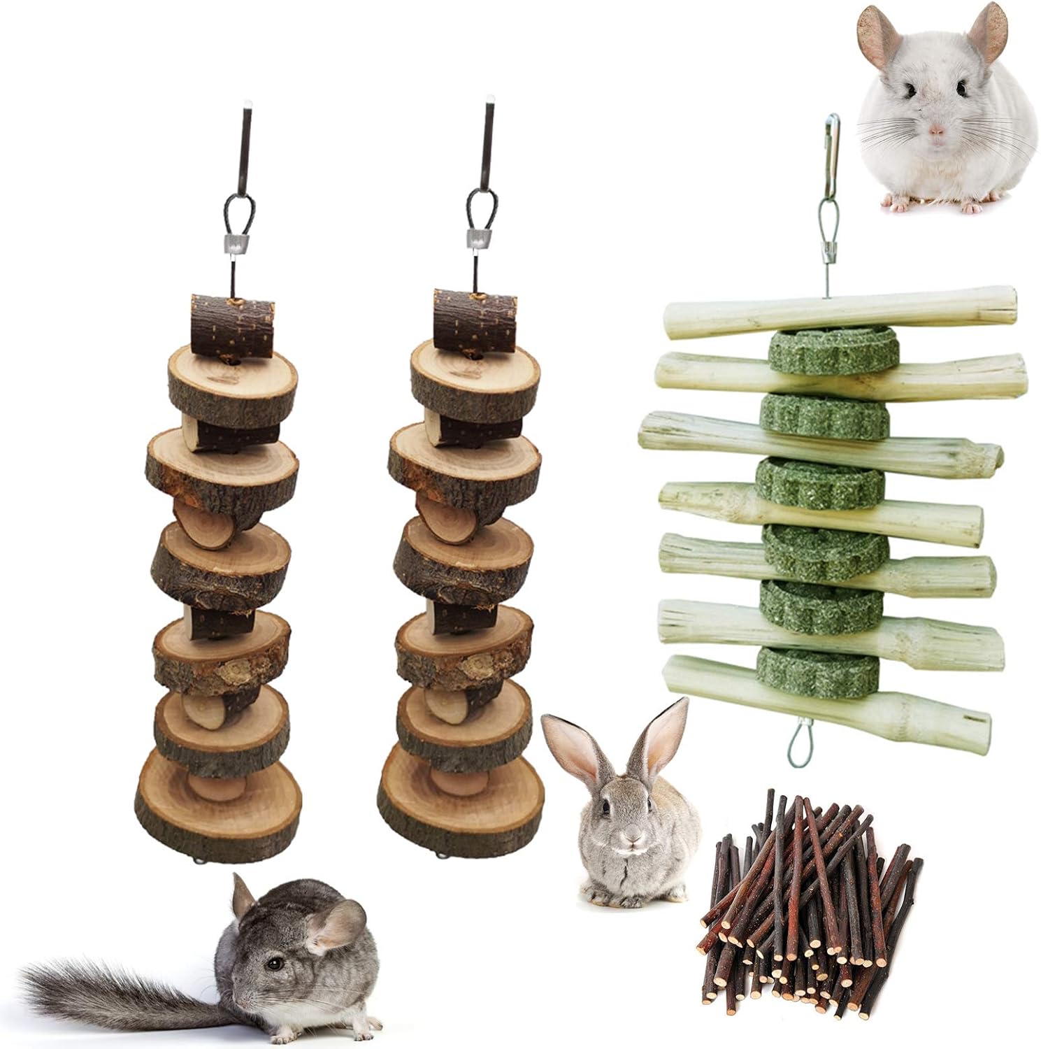 FJNATINH Rat chew Toys, Chew Treats. Apple Sticks Toys Small Animal Chew Toys for Rabbits Chinchilla Hamsters Guinea Pigs Gerbils.