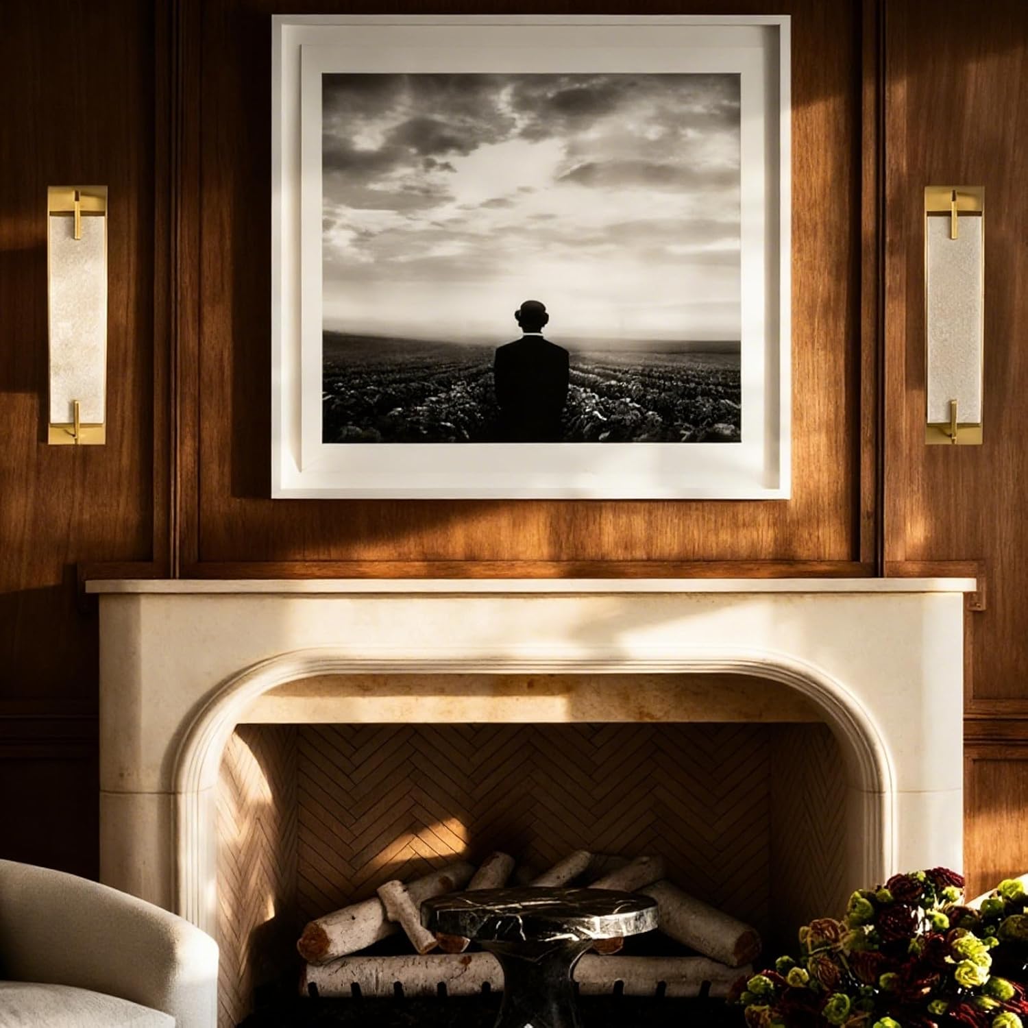 Modern Marble Wall Sconce Natural Alabaster Sconce Bedroom White Stone Wall Mount Lamp Brass Wall Sconce Lighting for Bathroom Living Room Dining Room Kitchen Hallway