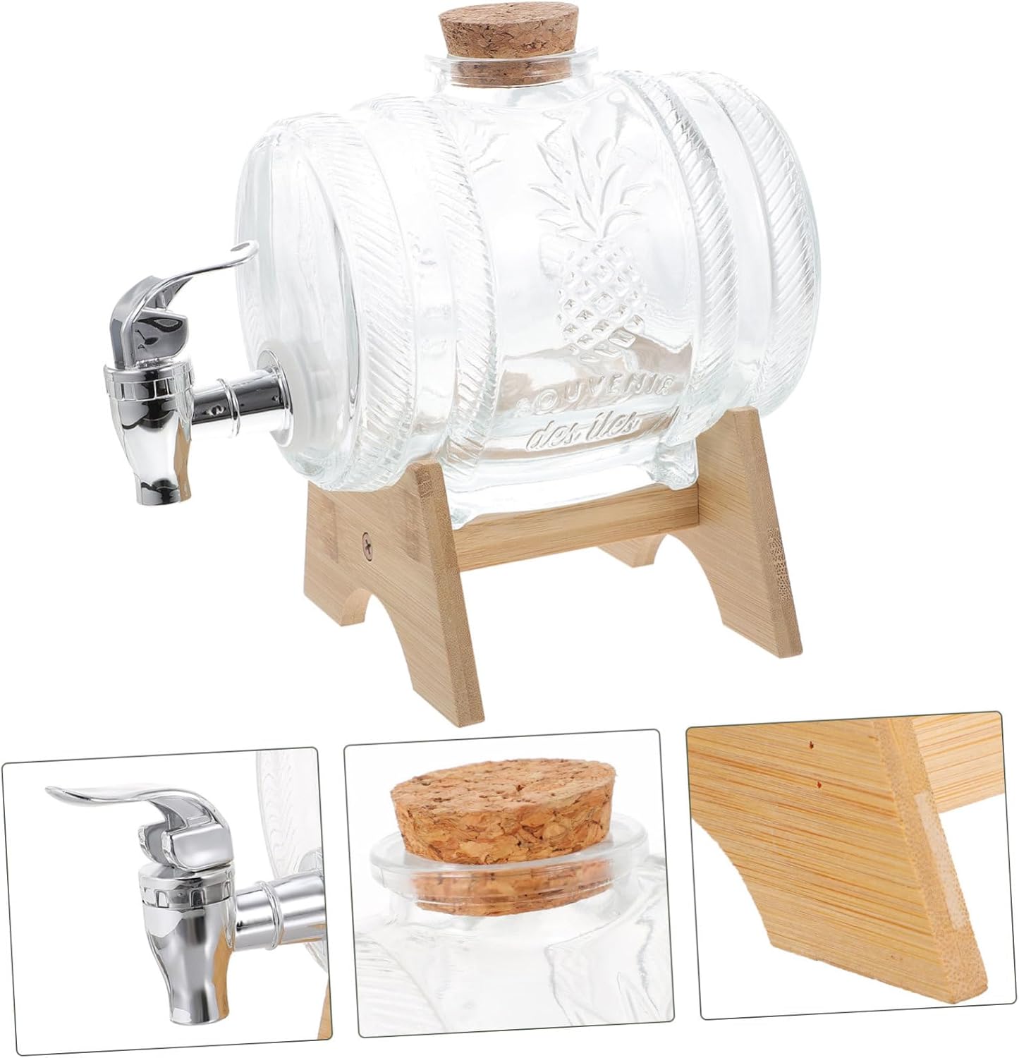 1 Set Wine Barrel Water Dispenser Wine Dispenser Bottle Faucet Bottles Gallon Beverage Decanter Sun Tea Accessories With Cover Pool Party Glass