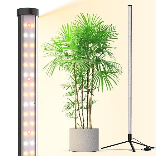 Barrina Grow Lights for Indoor Plants with Stand, 42W 169 LEDs Full Spectrum Wide Illumination Area, T10 Vertical Standing Plant Grow Light, 4FT Height with On/Off Switch and Tripod Floor Stand - 3000K+6500K+660nm - 4FT Height