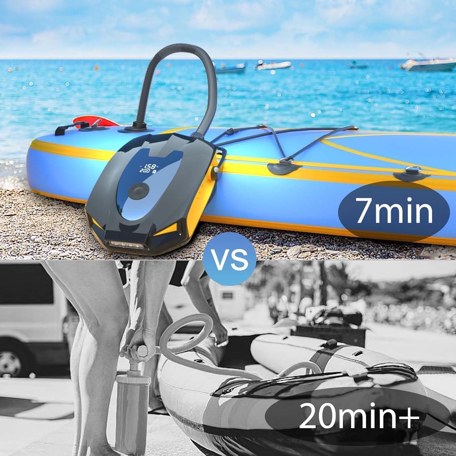 50PSI Electric Paddle Board Pump, Dual Motor SUP Air Pump for Inflation and Deflation,Multifunctional Auto-Off Pompe Paddle Board Electrique for Stand Up Paddle Boards (vsupcase) (Yellow) - Image 6