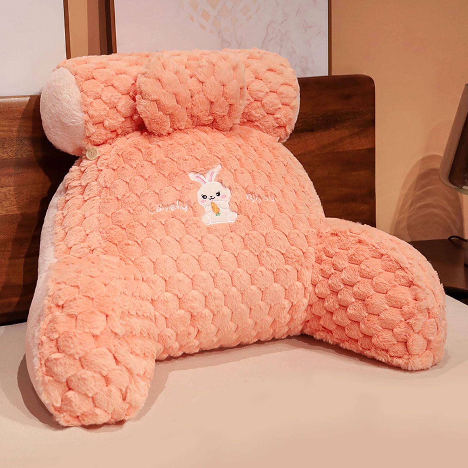 Sswh Pink Reading Pillow, Large Back Pillow For Sitting Up In Bed, Wedge Large Adult Children Backrest With Arms, Back Support For Couch Bedrest, Reading Relaxing Back Support Pillow Fo(Size:75×50Cm,Color:pink)