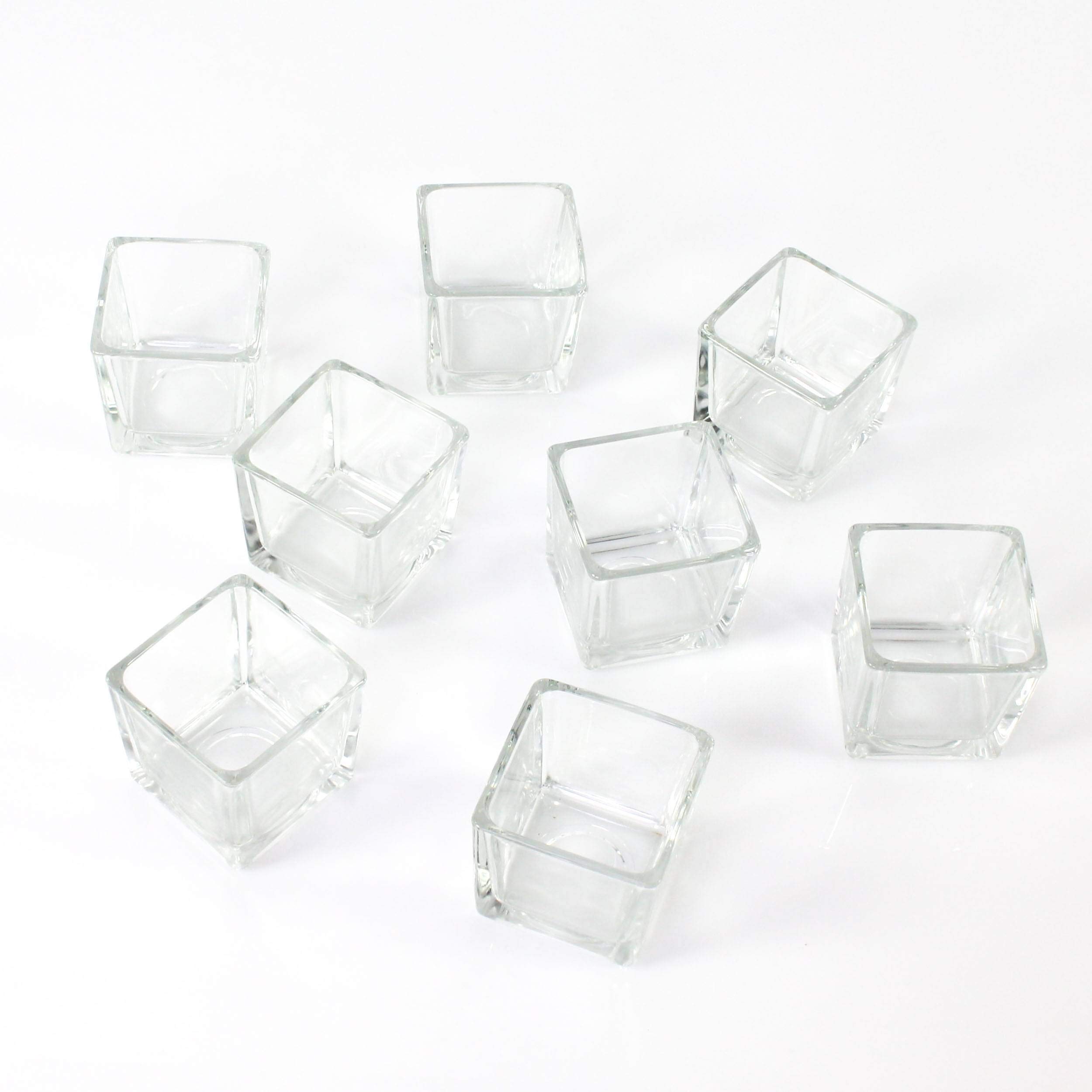 INNA-Glas 8 x Piccolo portacandela/Bicchiere cubico Kim, Trasparente, 6x6x6cm - Set portacandela/Bicchieri Decorativi