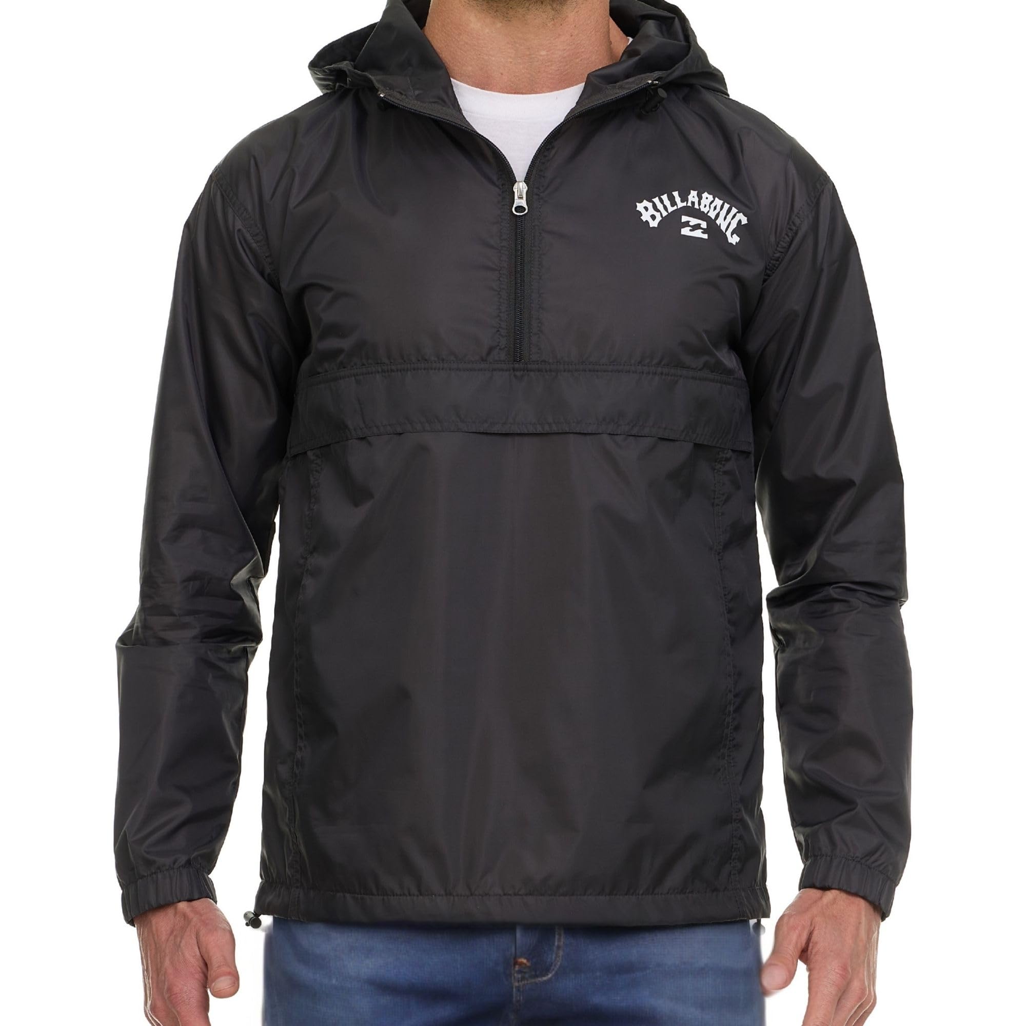 Billabong Big and Tall Rain Jacket - Hoodie Anorak Windbreaker Jacket for Men, Waterproof Water Resistant Raincoat, Charcoal, 2X