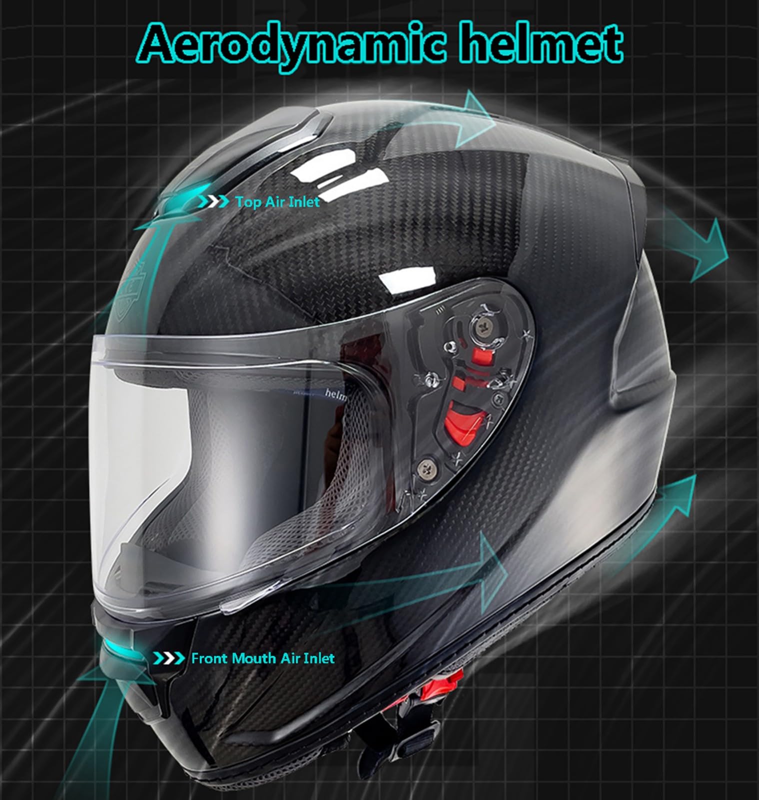 Casco Integrale da Moto in Fibra di Carbonio con Visierino Parasole ECE Omologato Casco da Moto per Uomini e Donne Casco da Equitazione Alla moda