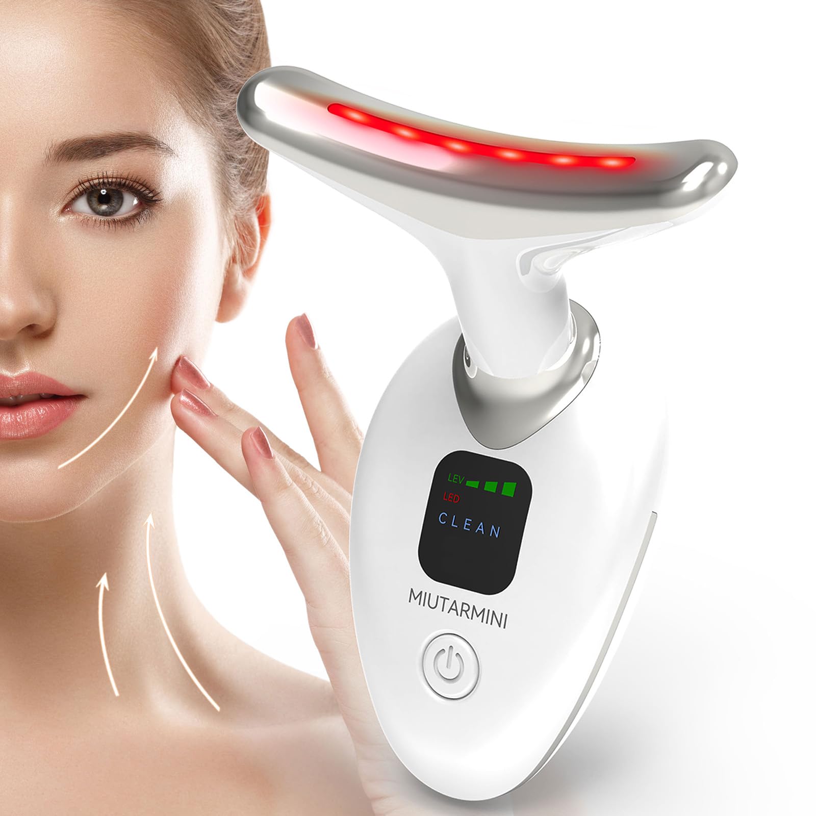Gesichtsmassagegerät für Gesicht und Hals, Rotlichttherapie für Gesicht und Hals, Gesichtsformstab mit 7 Farben, Gesichtswerkzeug für zu Hause, Hautpflege, Weihnachtsgeschenke für Frauen