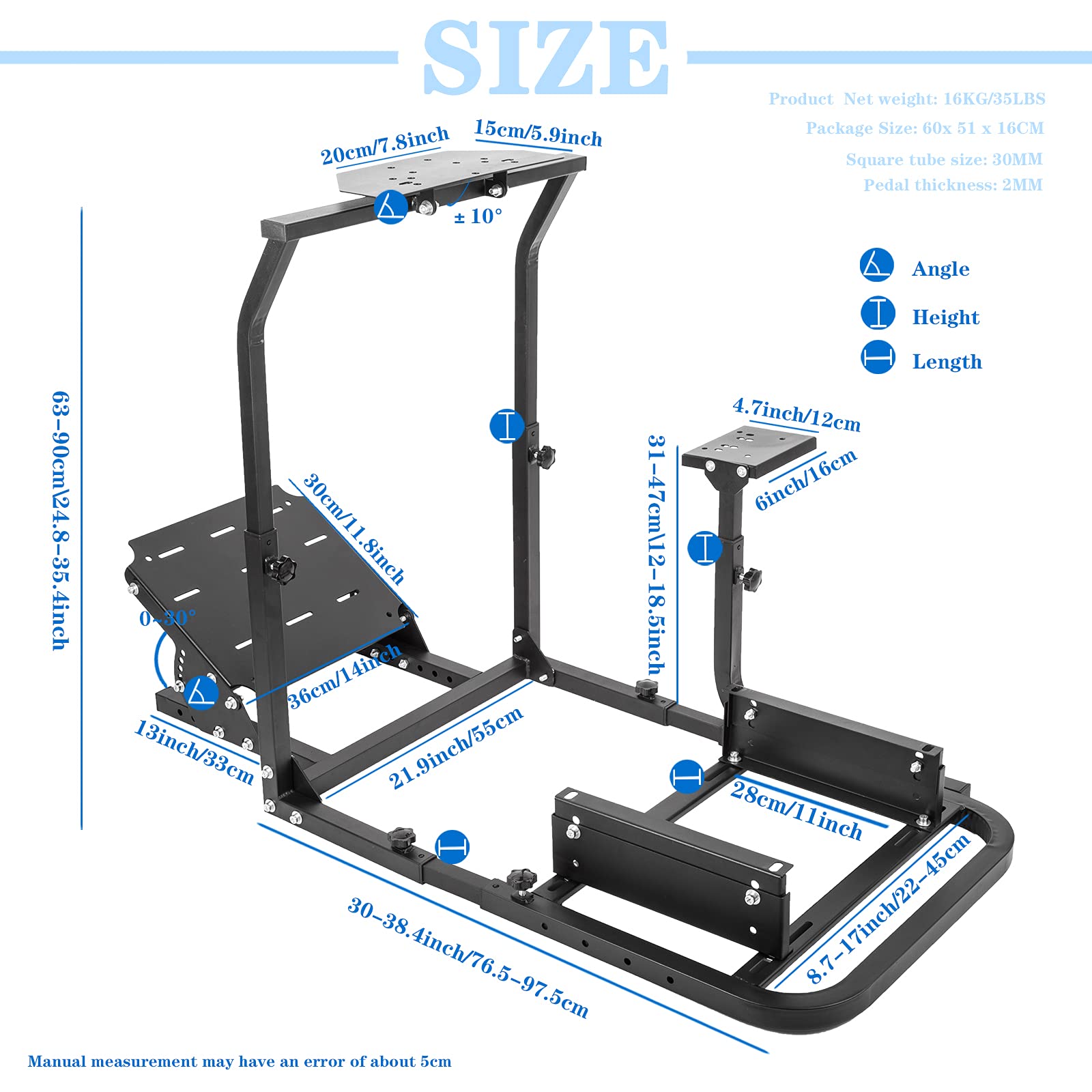 Marada Racing Simulator Cockpit Stand with Adjustable,Racing Game Stand