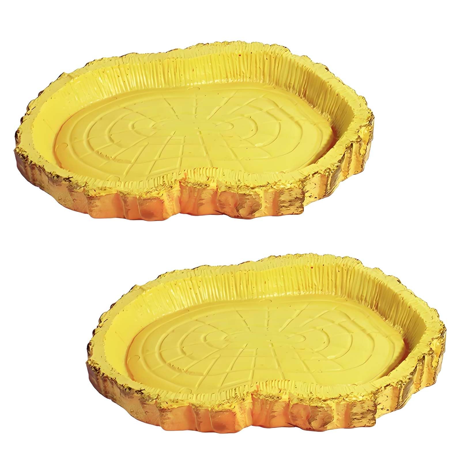 2Pcs Tortoise Water Bowl, Tortoise Food Bowl, Reptile Water Dish Easy Clean