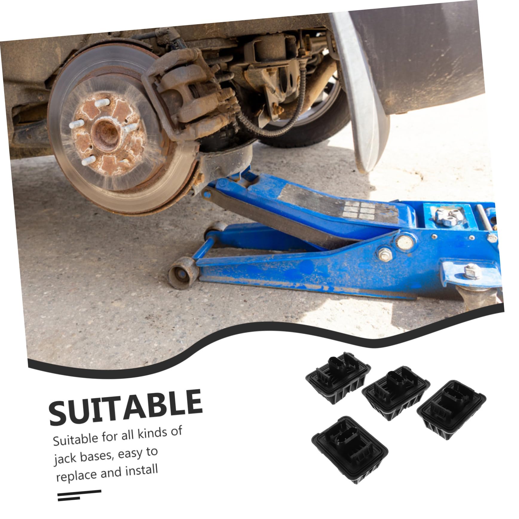 MAGICLULU in Gomma per Martinetto Sollevamento 4 Pezzi Base Resistente per Auto Compatibile Martinetti da Accessori Sicuri per Manutenzione Veicoli