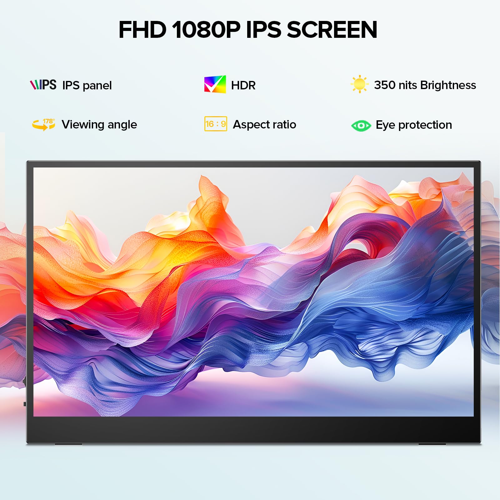 EVICIV Monitor Portatil Táctil 15,6 Pulgadas 125% sRGB 1080P 2000:1 FHD USB C Display Móvil Externa con HDMI/USB-C para Laptop/PC/Teléfono/Game Console, Soporte VESA