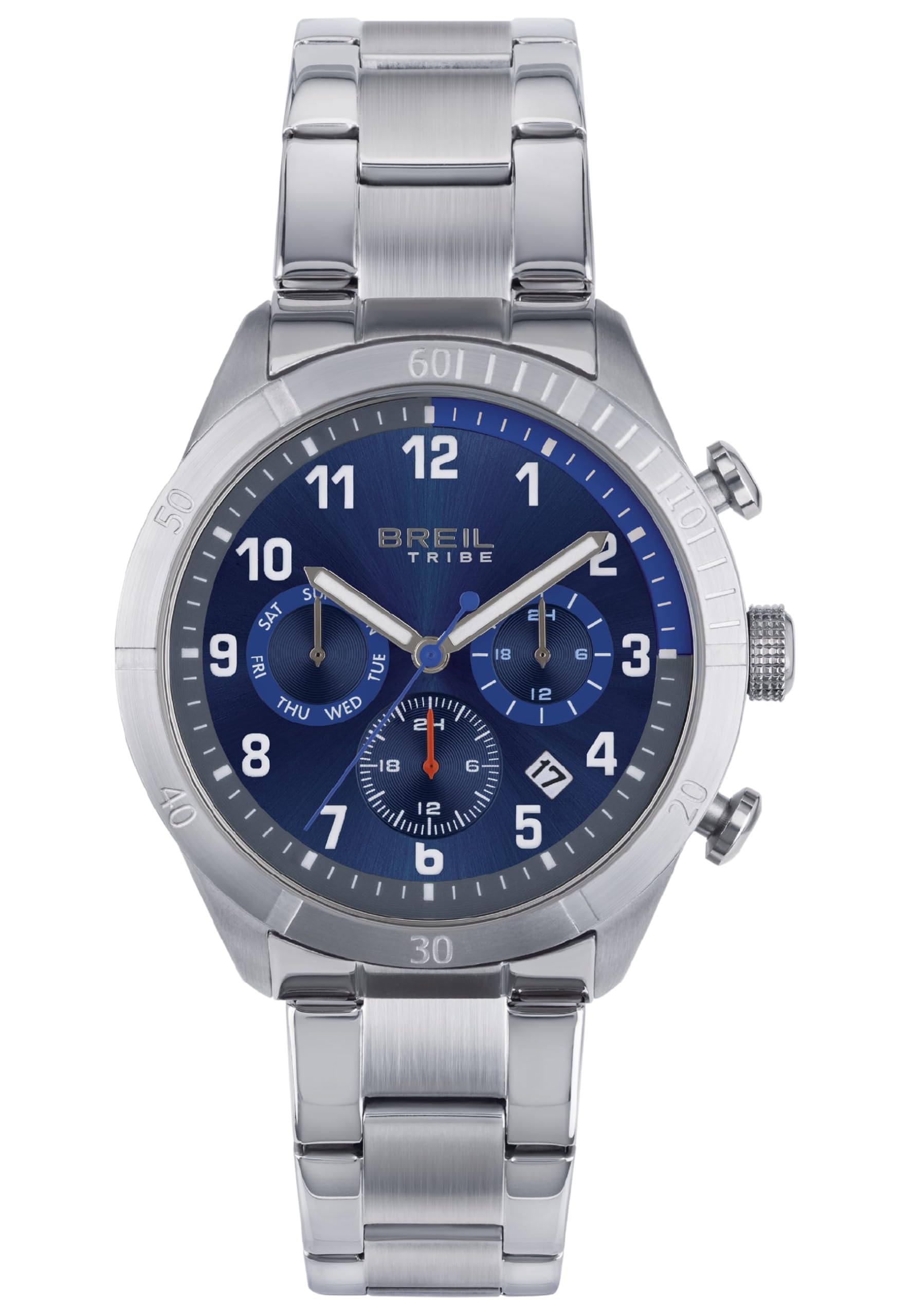 Breil - Mate Watches for Men, Silver/Blue, One Size, Bracelet