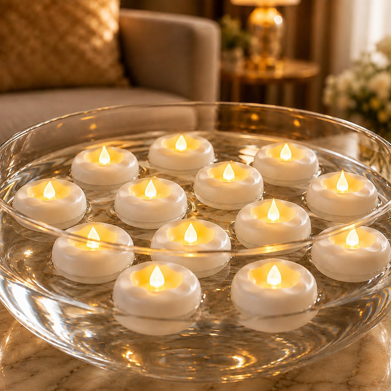 Confezione da 24 candele galleggianti a LED senza fiamma da 5,8 cm, candele galleggianti attivate con acqua, funzionamento a batteria, con oltre 180 ore di durata, per vaso cilindrico, piscina