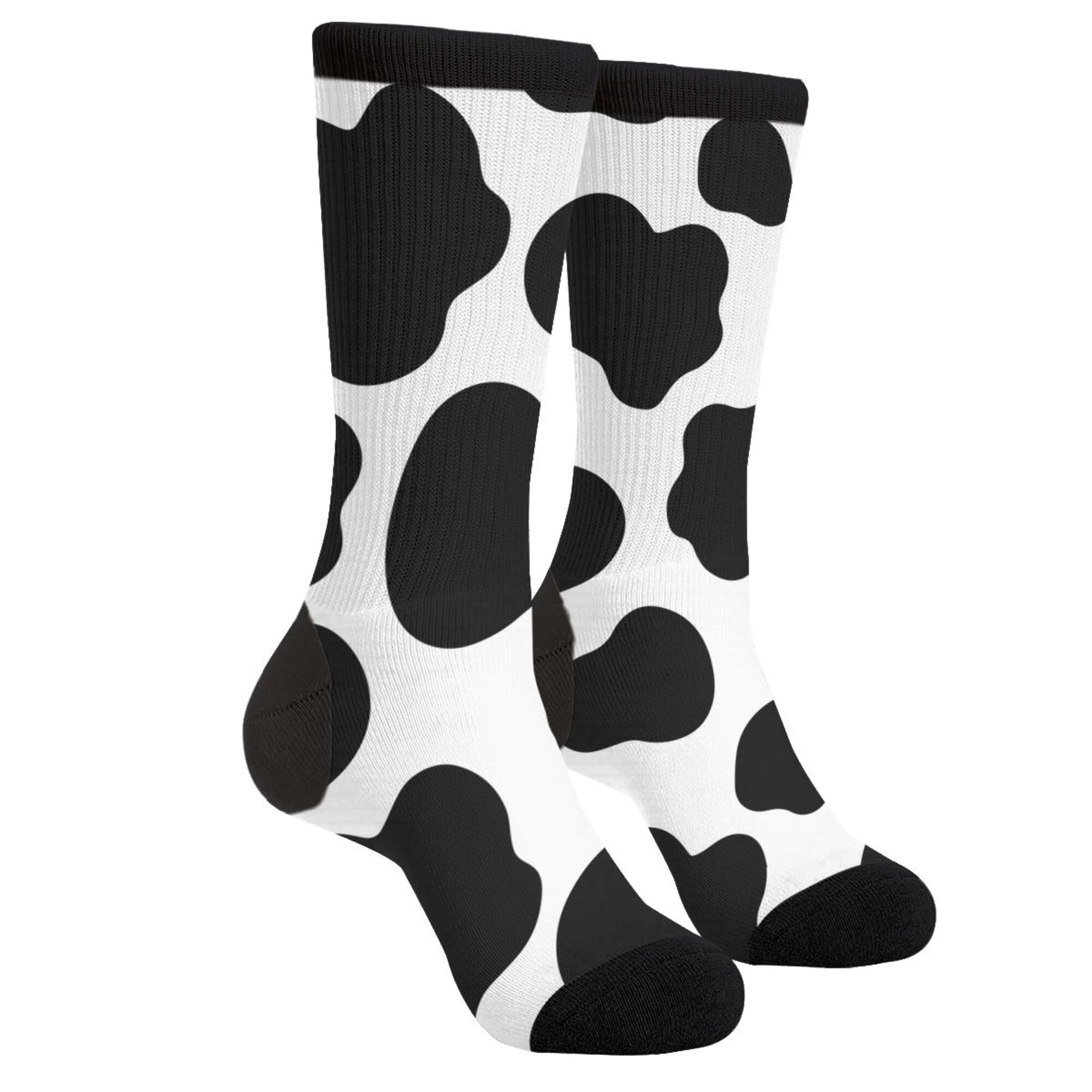 Unisex Fun Novelty Crazy Crew Socks Cows Print Dress Socks