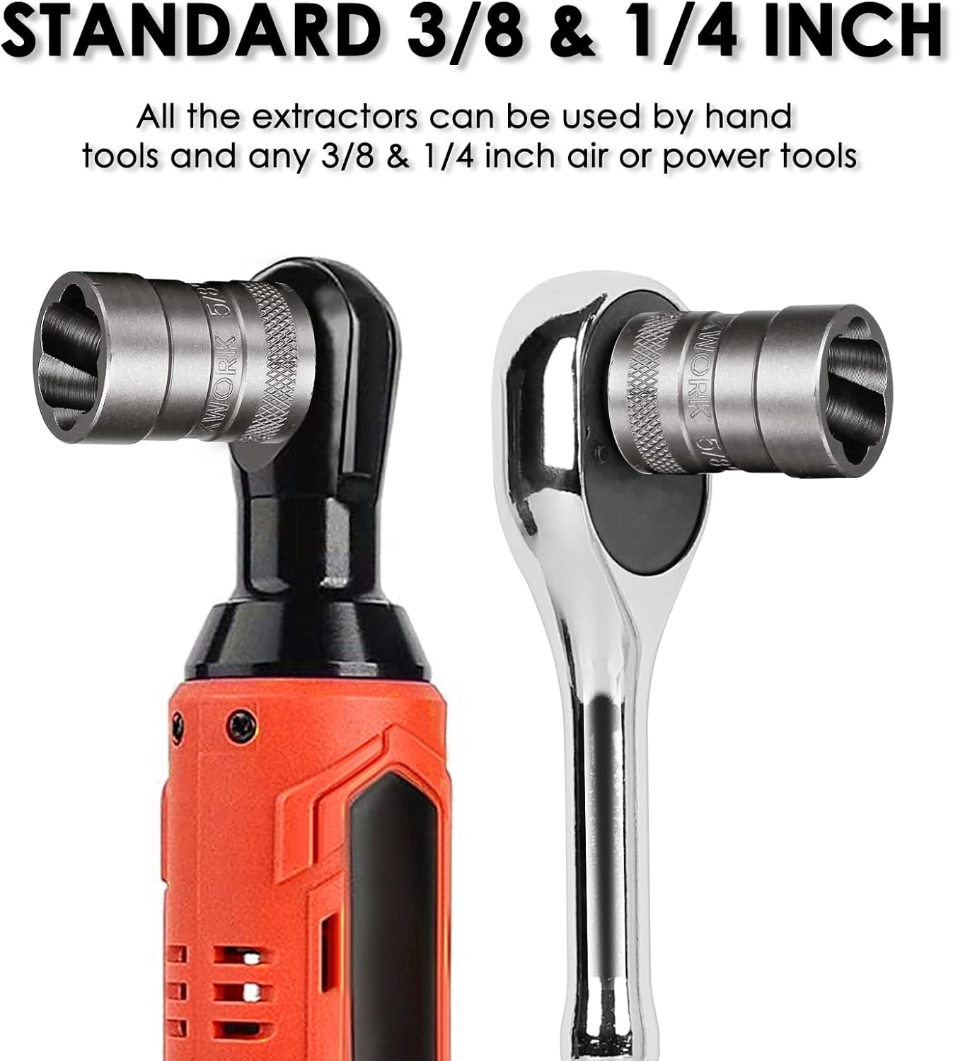 THINKWORK Bolt Extractor Kit, 38-Piece Nut Extractor Socket Set, 1/4" 3/8" 1/2" Drive Rounded Bolt Remover, Lug Nut Removal Tool for Damaged, Rusted, Rounded-Off, Stripped Fasteners