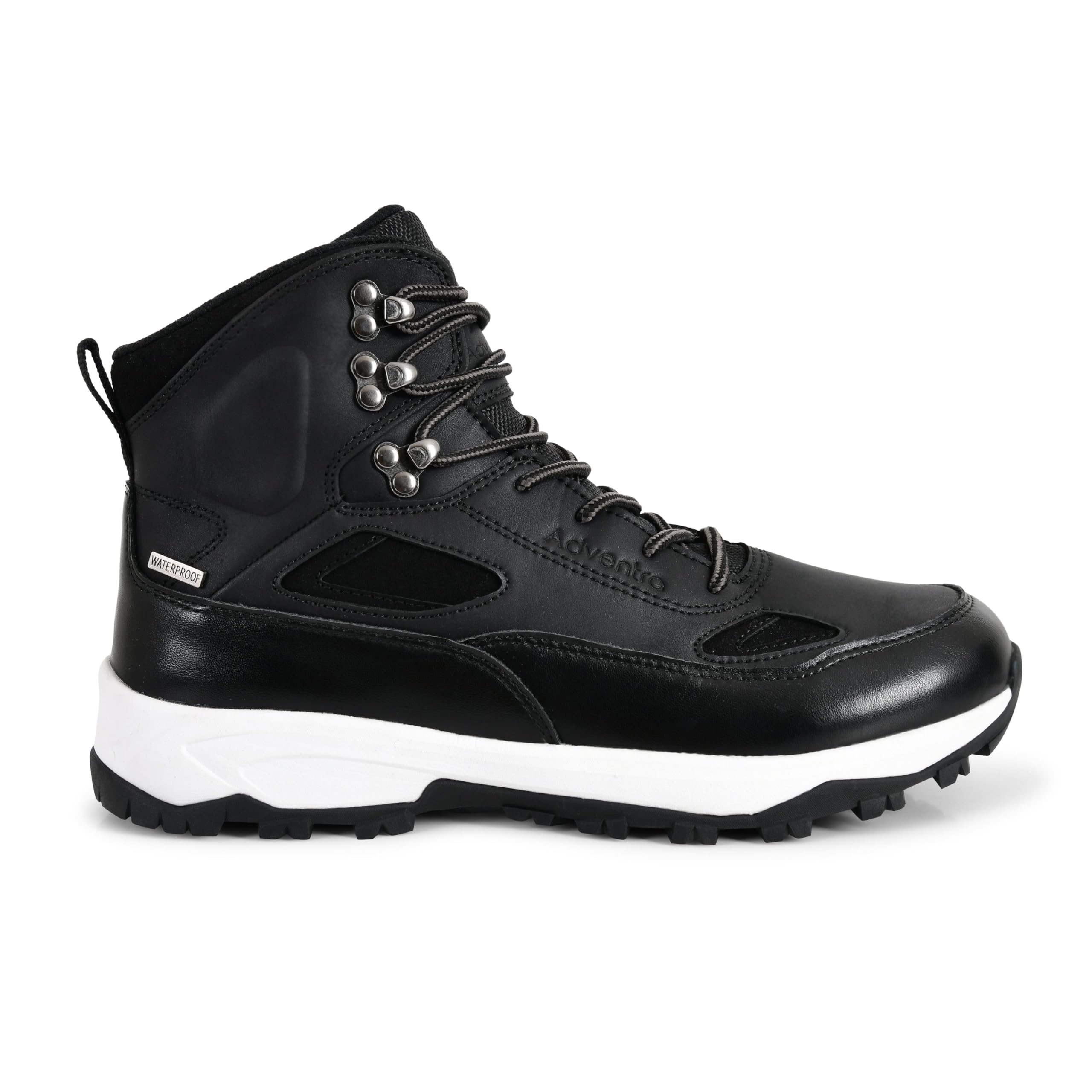 ADVENTRA Men’s Waterproof Trekking Shoes | Edge ET 1105 | Mid-High Ankle Hiking Boots | Cushion Comfort | Anti-Slip Grip | Black Outdoor Trail Shoes (7 Uk, UK Footwear Size System, Adult, Men, Numeric, Medium, 7)