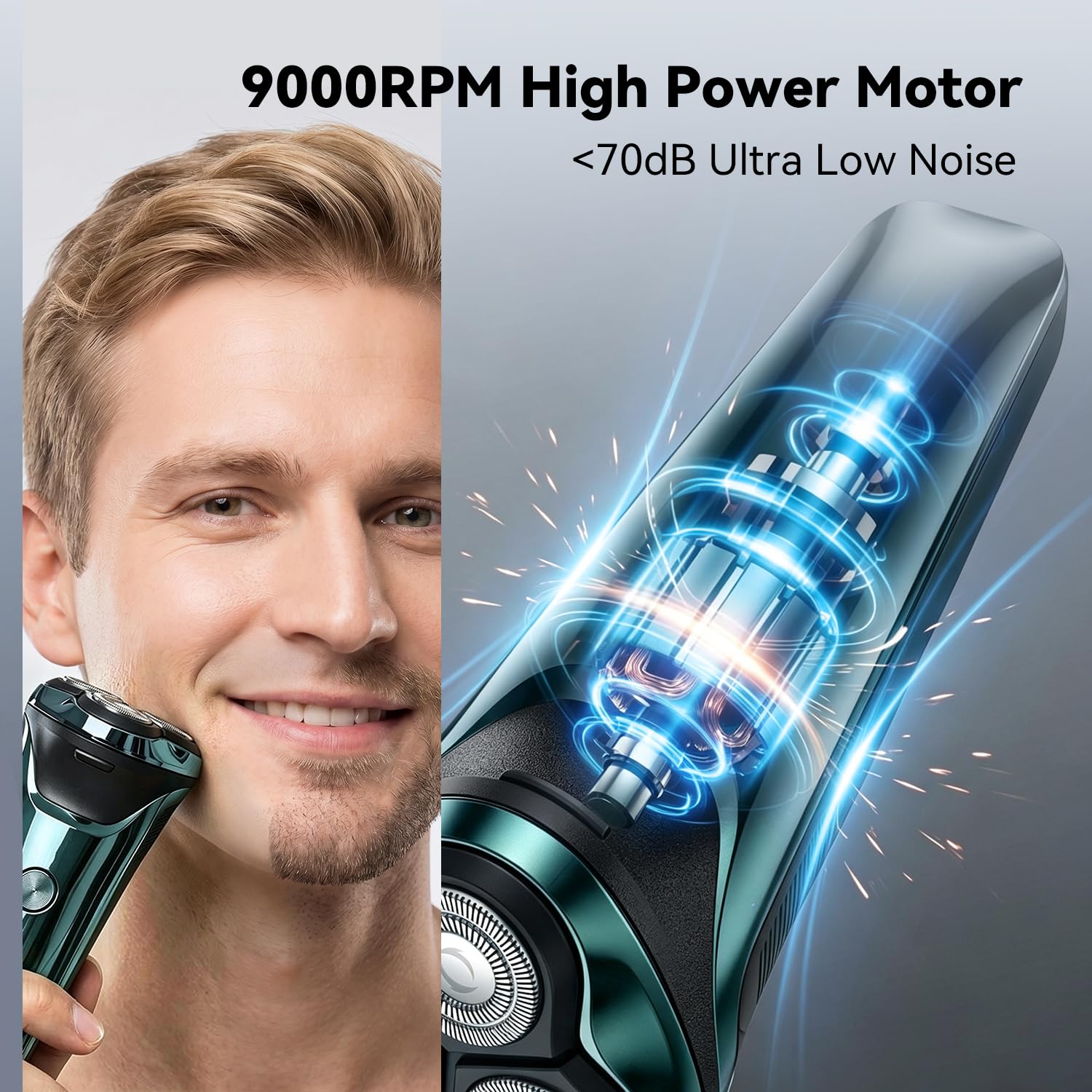 Ordele Electric Razor for Men, 2026 Upgraded Electric Shavers for Men, USB-C Rechargeable, Wet & Dry Shaver with Pop-up Trimmer and Travel Case (Green) view 5