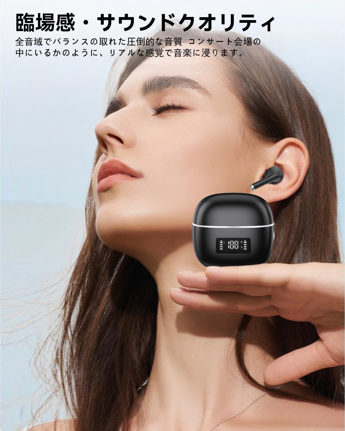 Bloomtwin Bluetooth Earphones, Wireless Earphones, IPX7 Waterproof, Up to 60 Hours of Playtime, 2026 Latest Bluetooth 6.0 Bluetooth Earphones, Full Sound Range, HIFI Sound Quality, Low Latency Instant Connection, Single / Binaural, For Webbing Conferences, Exercise, Games, School Commutes, Sports, Music Compatible (001 Black) in use