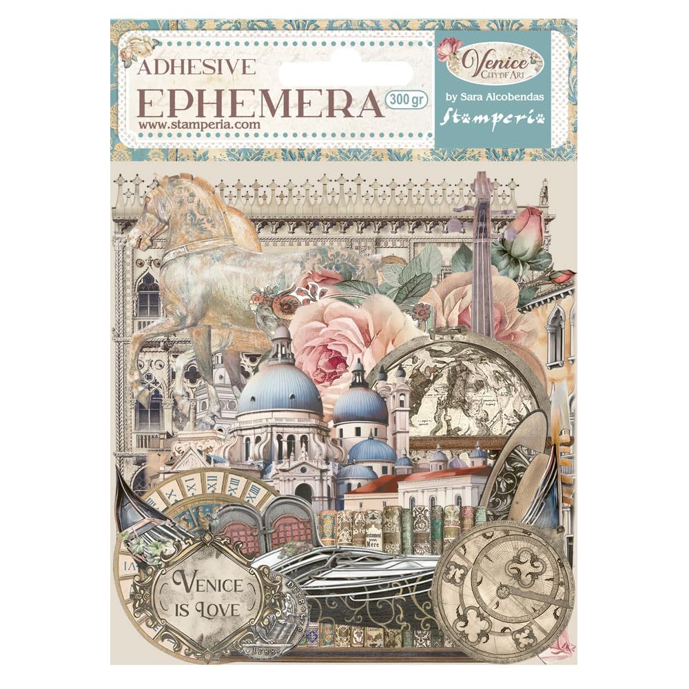 Stamperia - Ephemera for Scrapbooking, Albums, Card Making, Bullet Journalling and More, Adhesive Paper Cut Outs, Easy to Apply, Perfect for Hobbies, Crafts, and Gifting (Venice, City of Art)