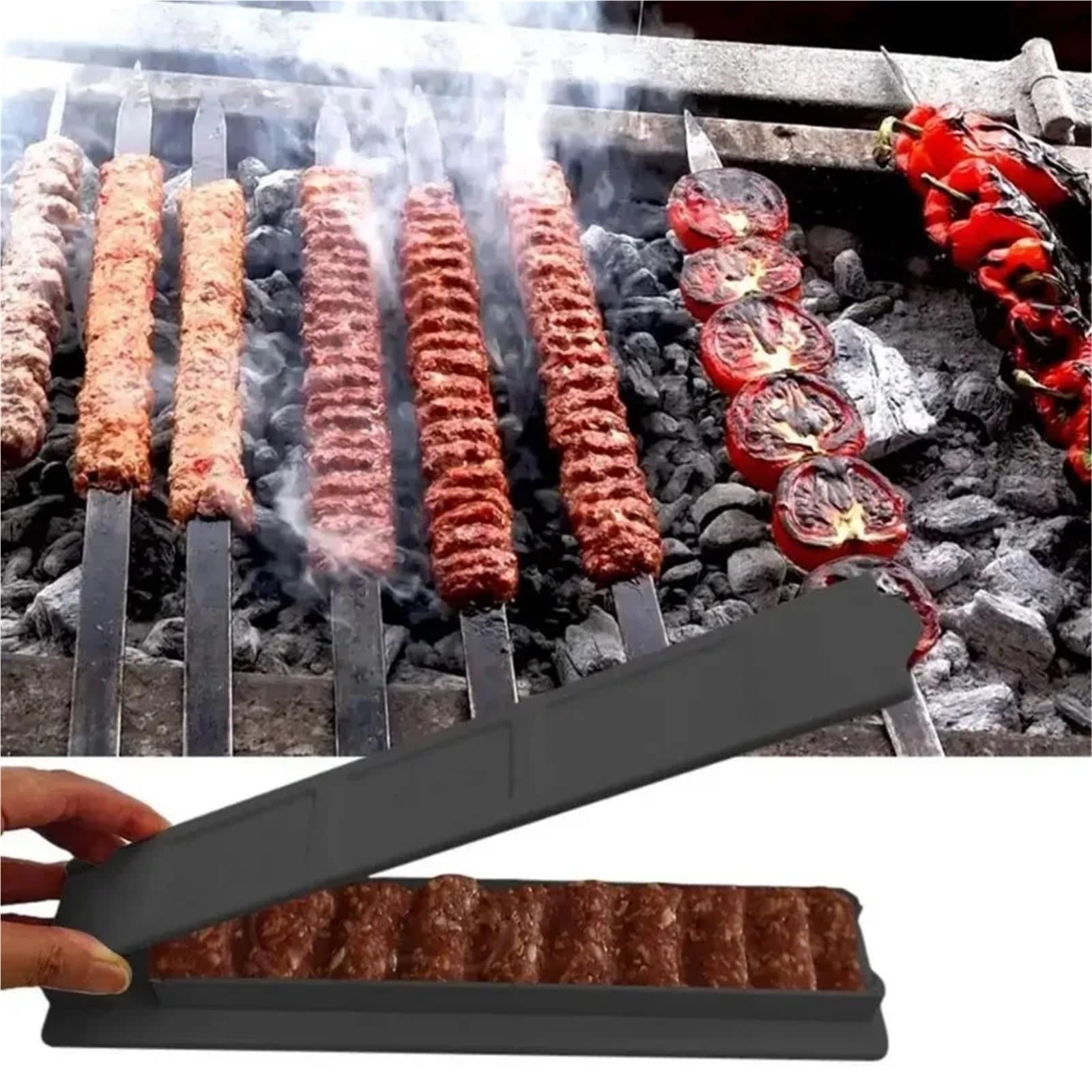 Grill zubehör 21 Zoll langer, flacher Grillspieß aus Edelstahl 340 for professionelle Grillspieße(12pcs kabob skewers)