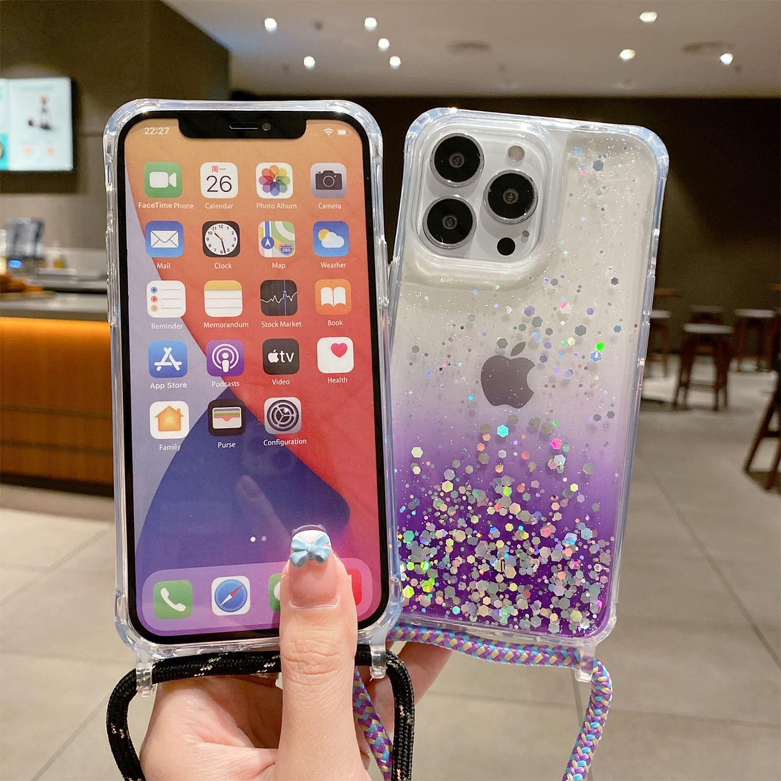 Funda Transparente Con Purpurina Para IPhone 15 Pro Para Ujeres Y