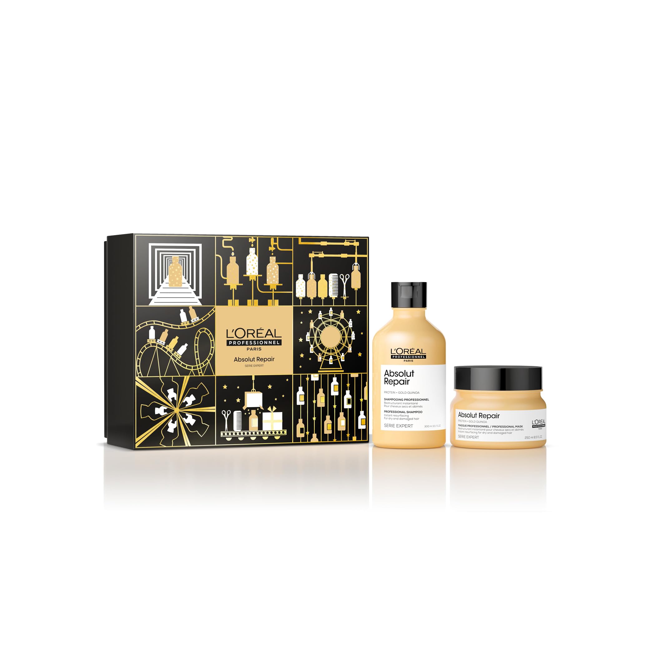 Serie Expert Cofre de San Valentín Absolut Repair 2023 Duo,Para un cabello fortalecido y reparado al instante. Incluye champú de 300ml y mascarilla de 250ml