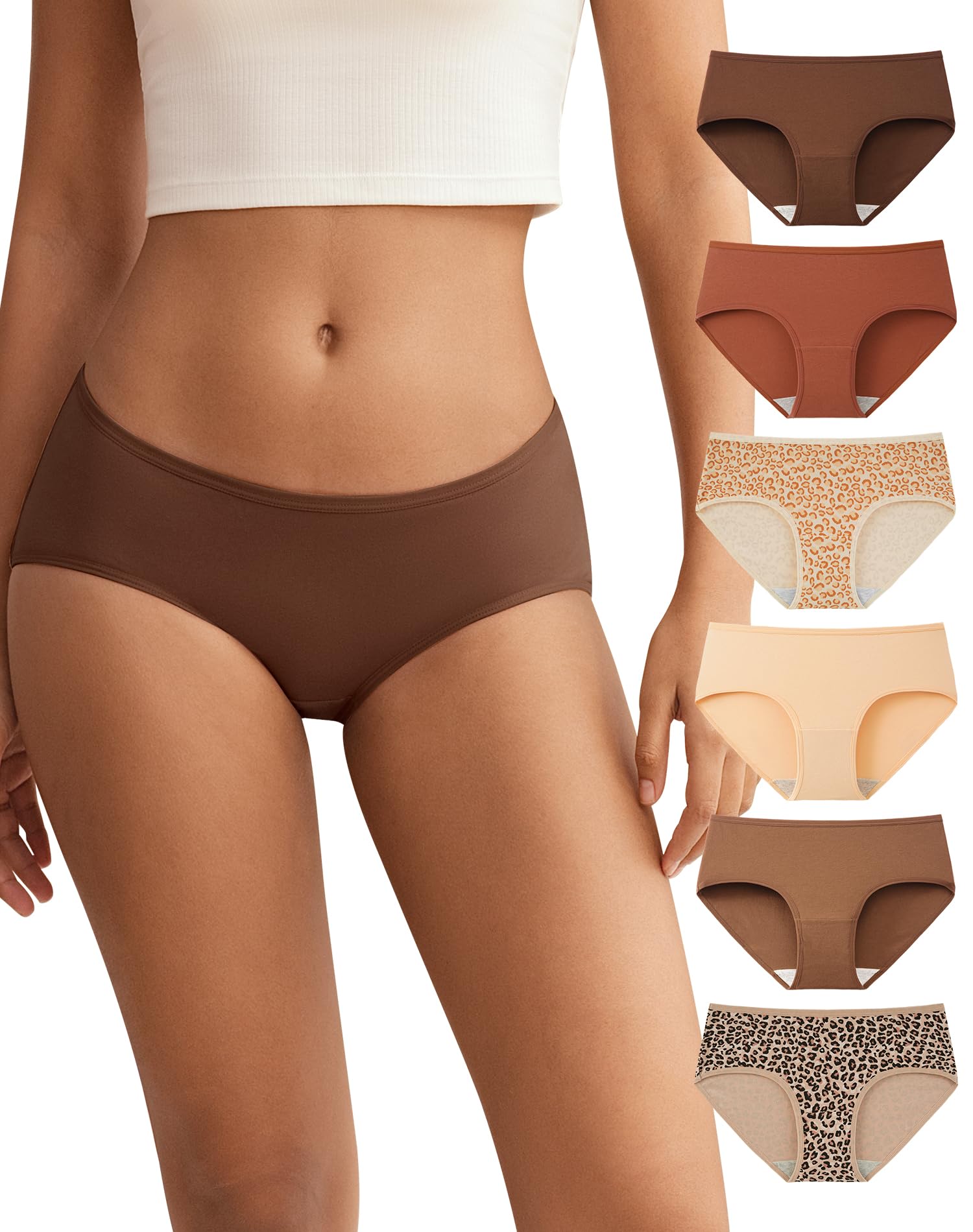 INNERSY Mutande Donna Cotone Vita Media Comode Slip Elasticizzato Intimo di Base Pacco da 6