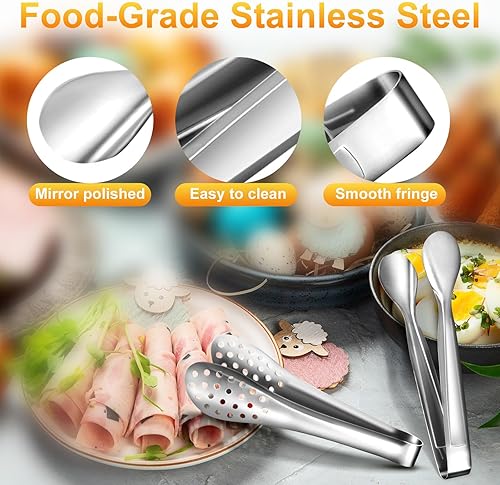 Miniatura 9 de 32 pinzas para servir bufé, utensilios de acero inoxidable, pinzas de cocina para aperitivos, fiesta de té, cafetería, alimentos, ensalada de hielo,