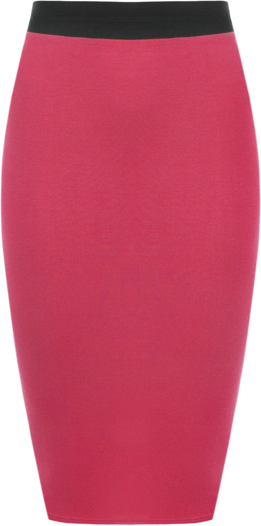 Wearall Women's Cerise Plus Size Plain Bodycon Pencil Stretch Office Midi Skirt - 12-14