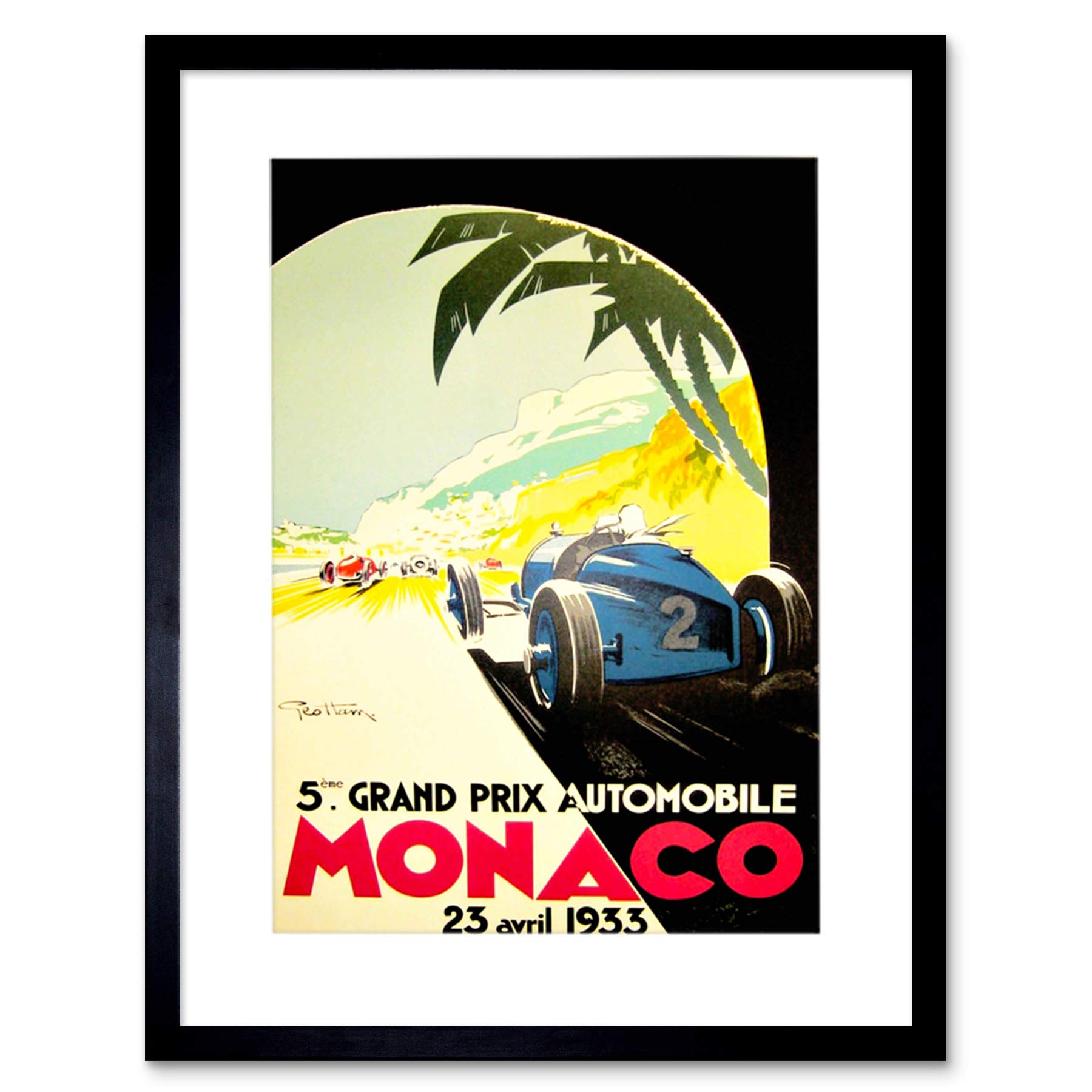 Wee Blue Coo Sport Ad Motor Race Grand Prix Monaco Monte Carlo Picture Framed Wall Art Print