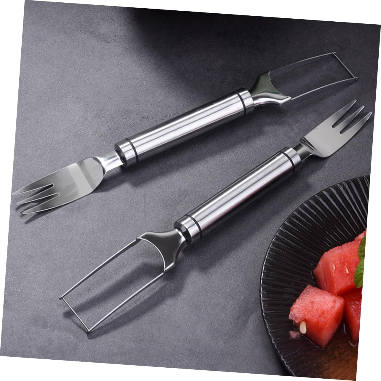 2Pcs Stainless Steel Watermelon Fork Cutter for Cubes in Kitchen