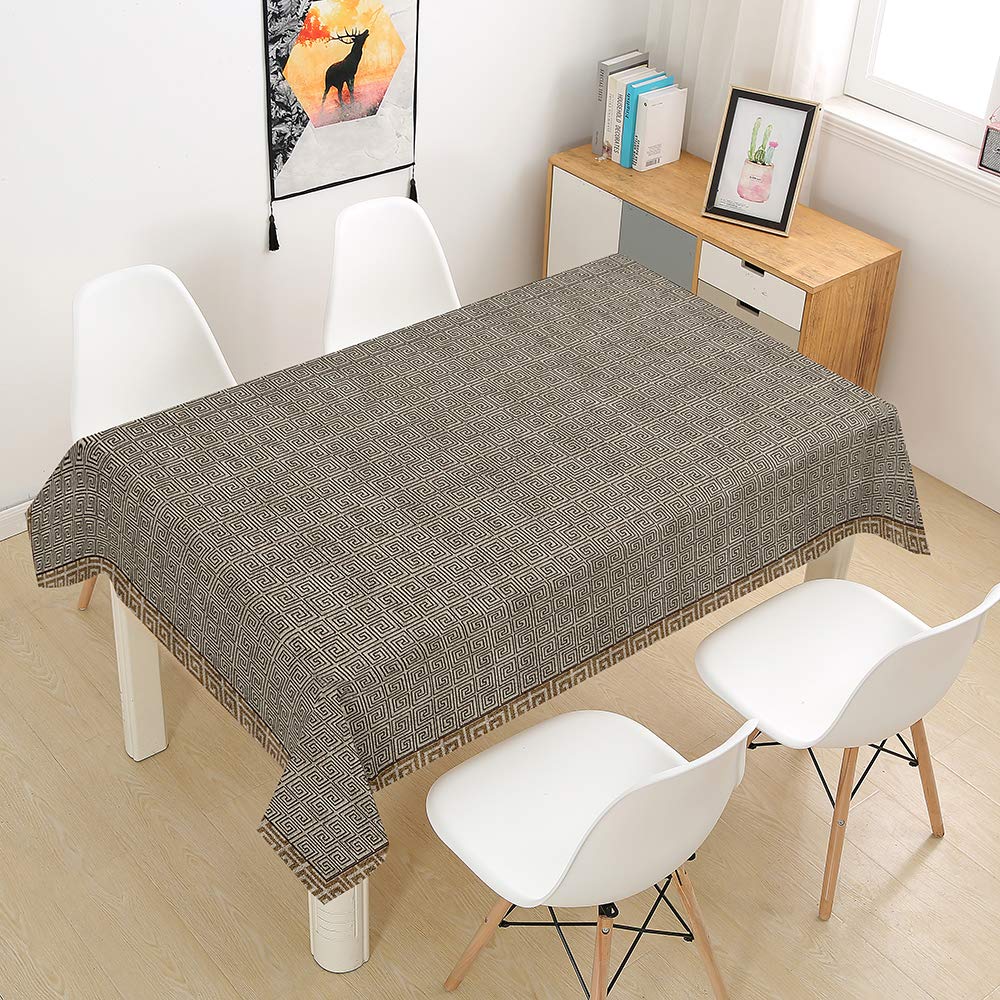 Dotbuy-Shop Brown Dotbuy Tablecloth Waterproof, Rectangular Table Cloths Easy Wipe Clean Oil-Proof Stain-Resistant Dust-Proof Polyester 3D Printed Table Cover (,90X90cm)