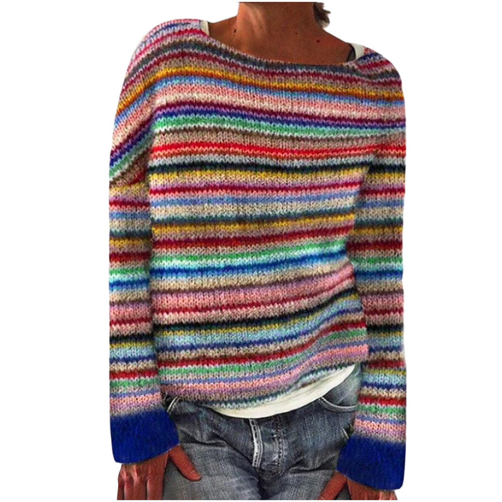 Fair Isle Sweater Women Vintage Ethnic Argyle Sweaters Retro Icelandic Nordic Patterned Jumper Tops Knit Cozy Outfits