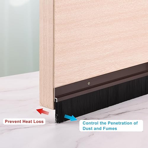Miniatura 4 de uxcell 2PcsDoorBrushBottomSweepH-ShapeAluminumAlloyBasewith0.4-inchNylonBrushforHome,Industrial(39-inchLx1.4-inchW,Brown)