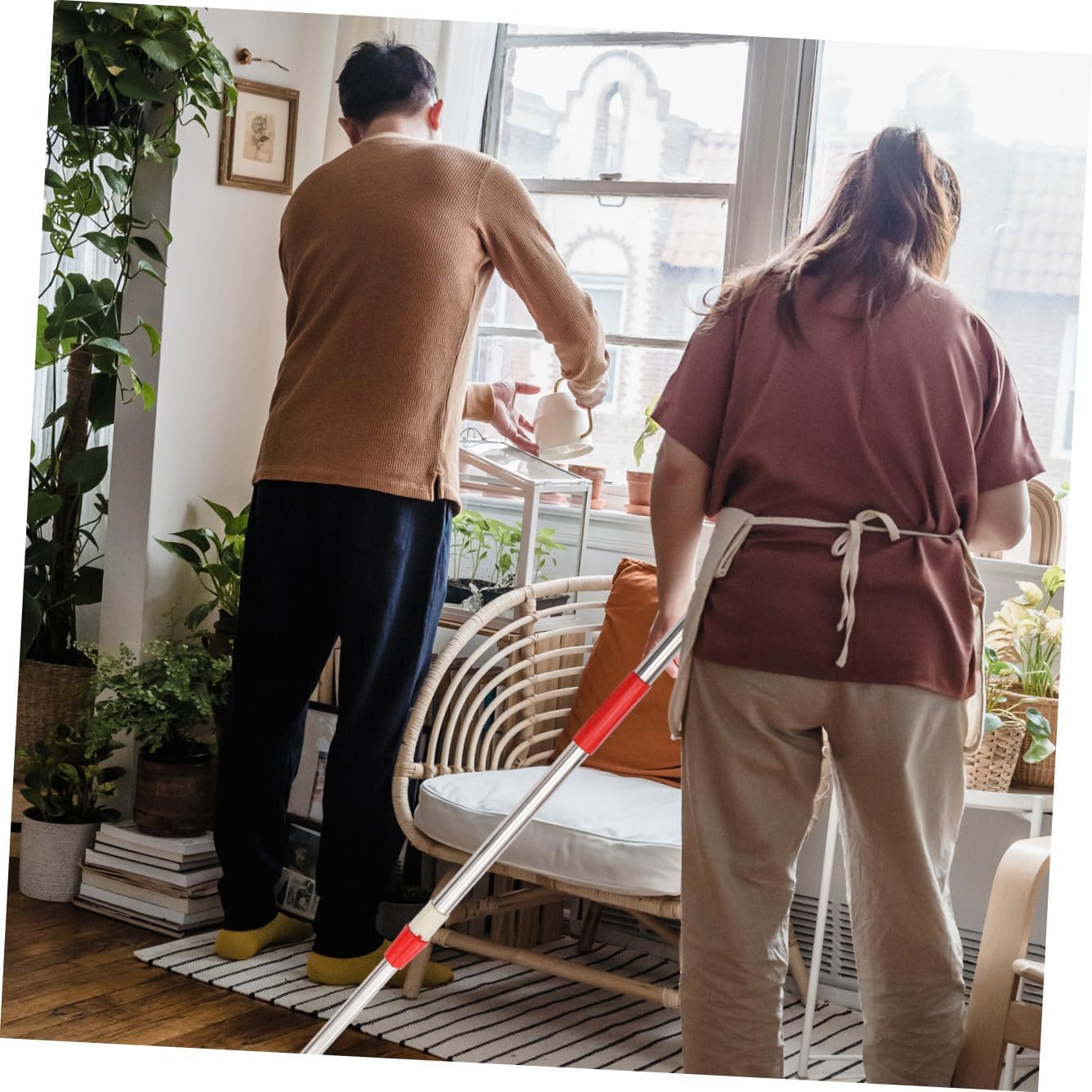 Stainless Steel Rotating Mop Handle Replacement Pole Commercial Mop Stick Accessory for Home and Floor Cleaning