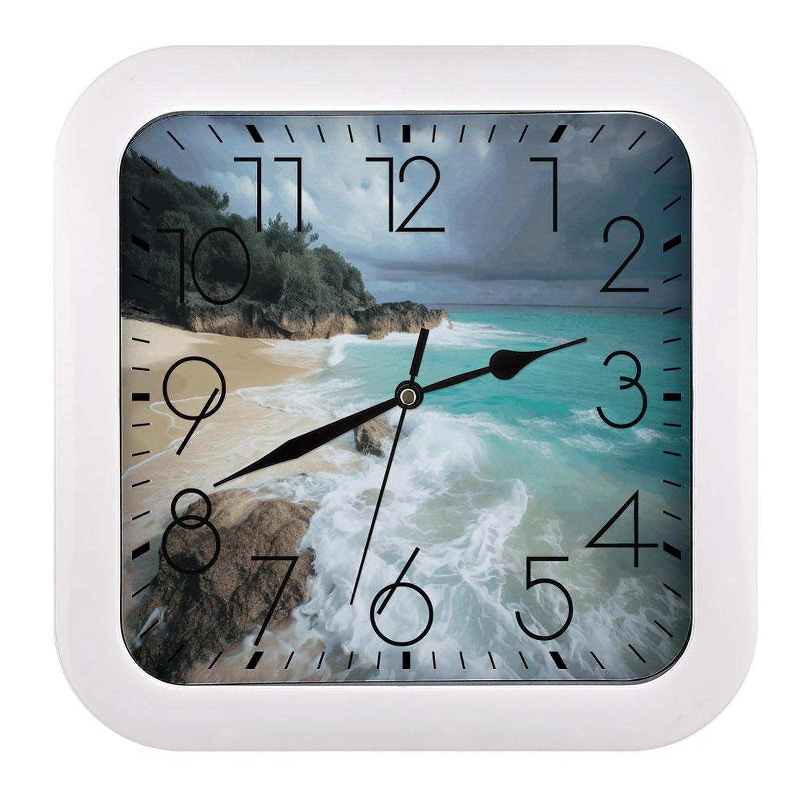 Horloge murale vintage silencieuse carrée rétro pour cuisine et bureau calme