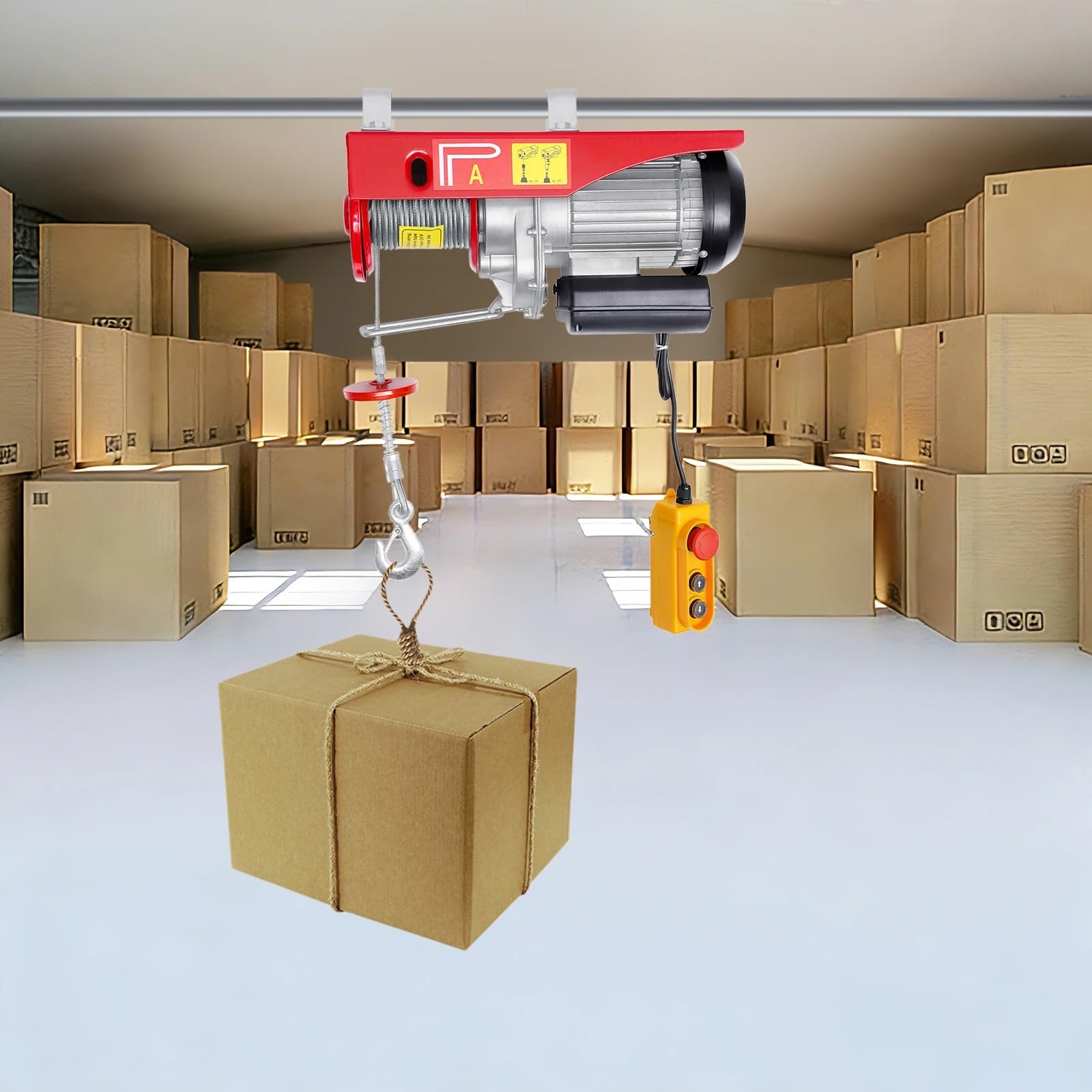 Argani elettrici 400-800 kg Paranco elettrico di sollevamento doppie imbracature gru verricello per barca auto garage ascensore con telecomando cablato Paranco Elettrico da Puleggia