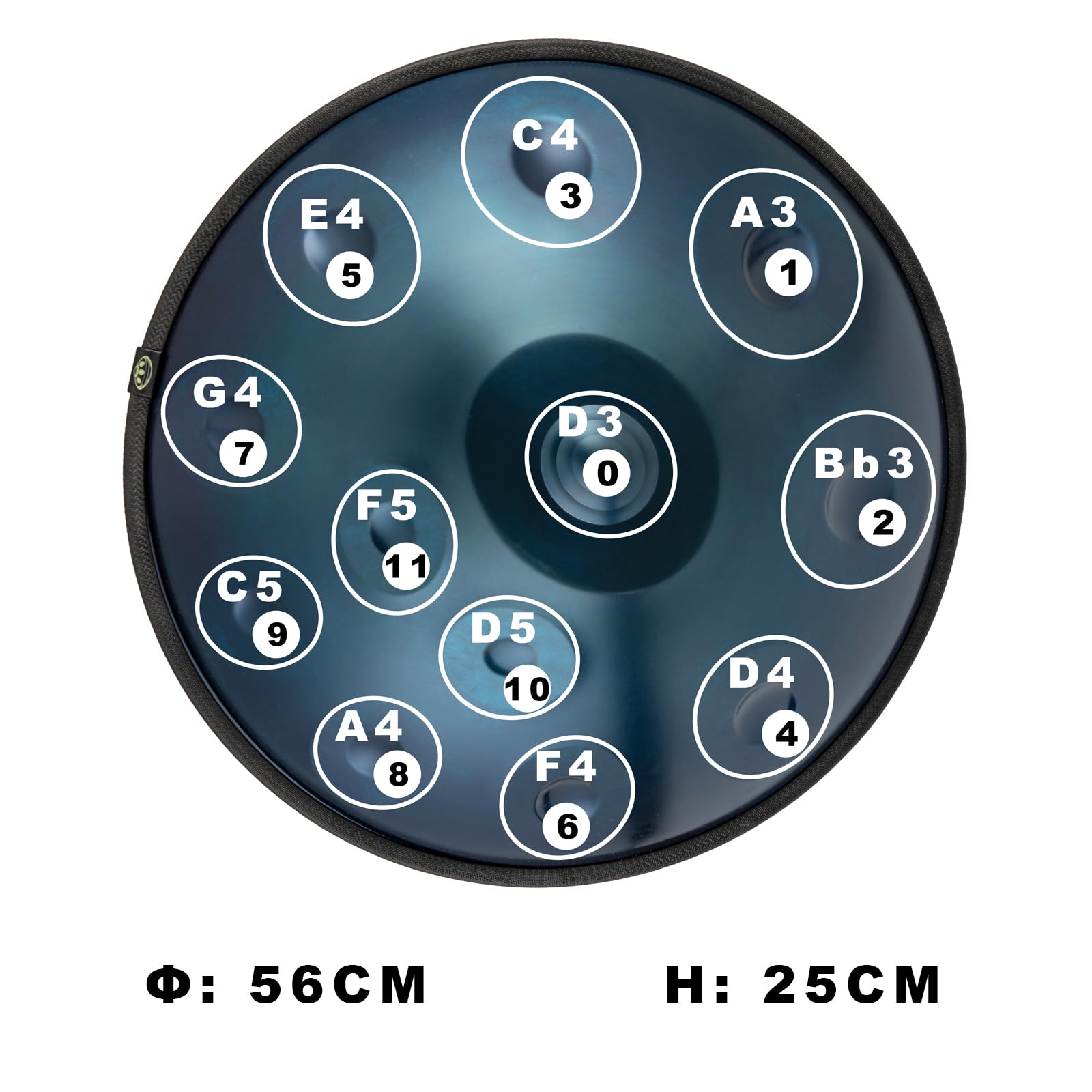 440 Hz Handpan 12 Notes 22 Pouces, Hand pan Instrument Steel Drum Music D mineur - Handpan Conçu pour Joueurs Expérimentés