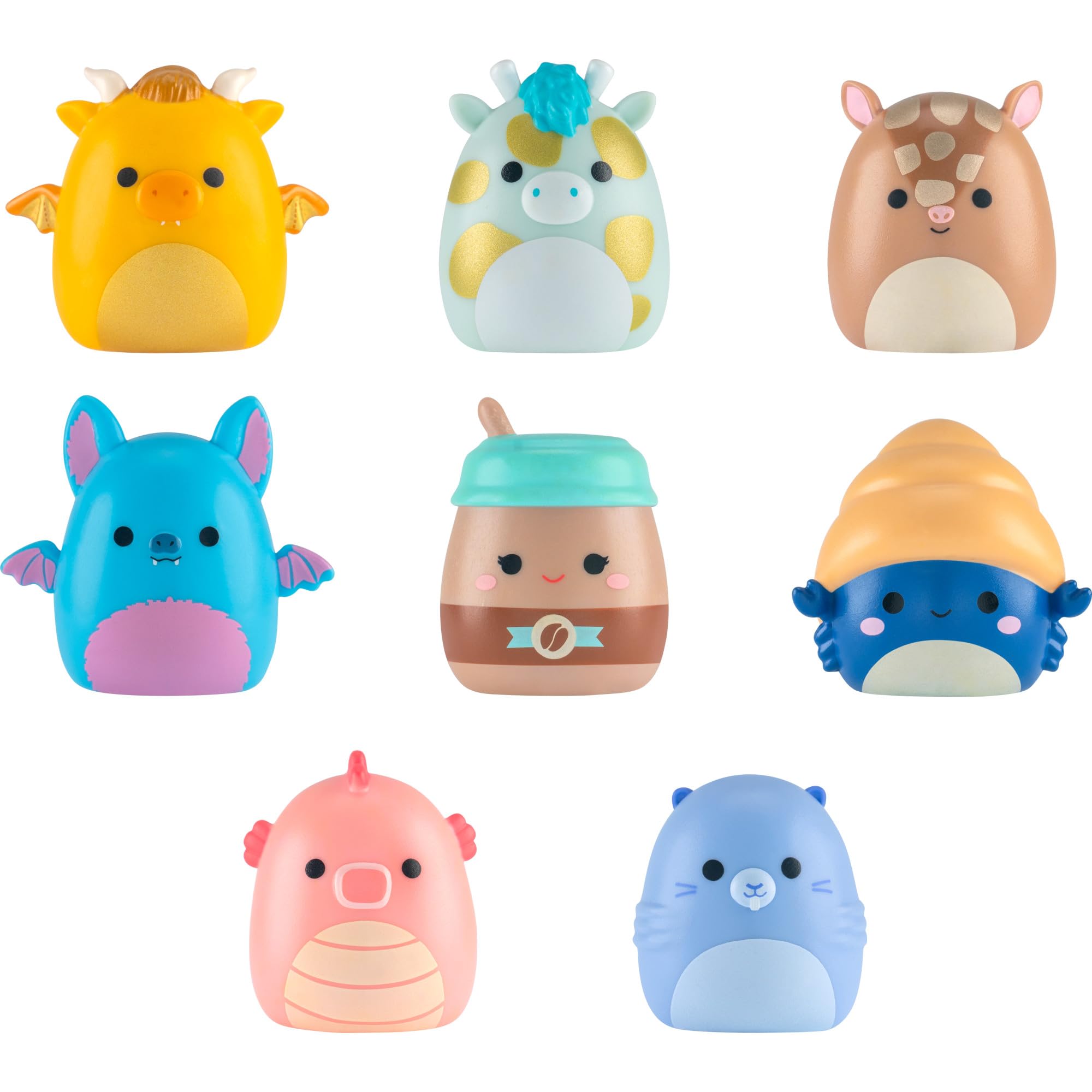 Squish-a-longs Mini-Squish 8-Pack (Wave 5, Style 4) Includes Hautely the To-Go Coffee Cup, Boyle the Fruit Bat, Mister the Dragon - Image 2