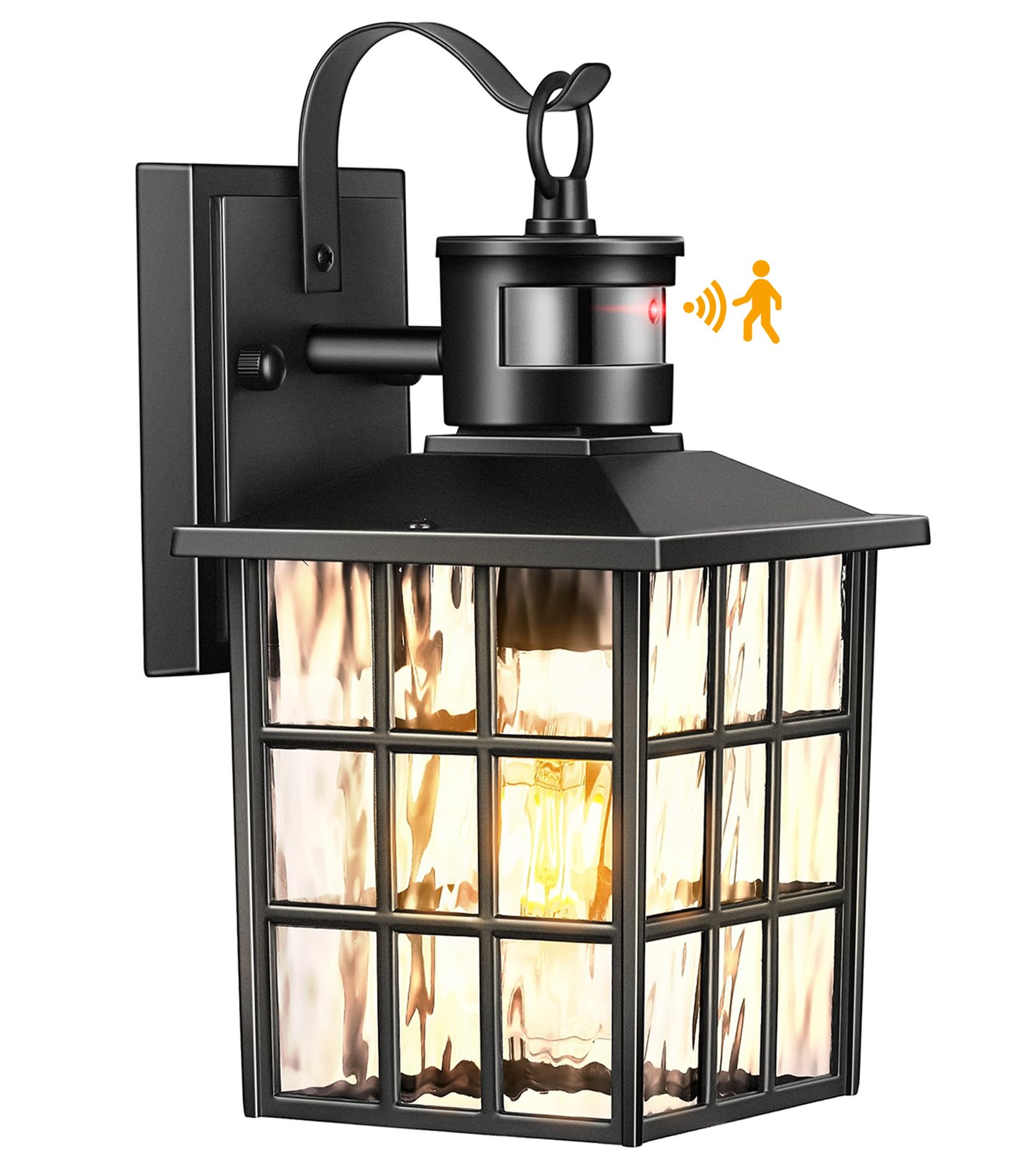 VIANIS Außenleuchte mit Bewegungsmelder, Schwarz PIR Aussenlampe Wand, Robuste Aussenbeleuchtung aus Aluminium, Moderne Balkonlampen Aussen Wand, Lampe Aussenbereich für Haustür, Pavillon, Dachtraufe