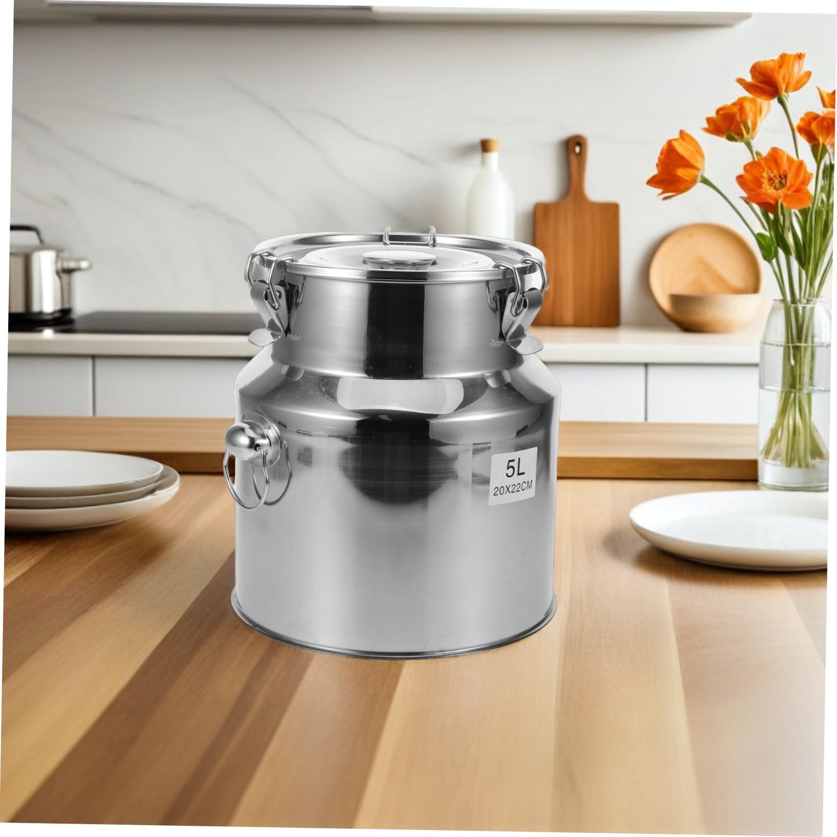 5l Contenitore in Acciaio Inox Ermetico per Cucina e Ristorante