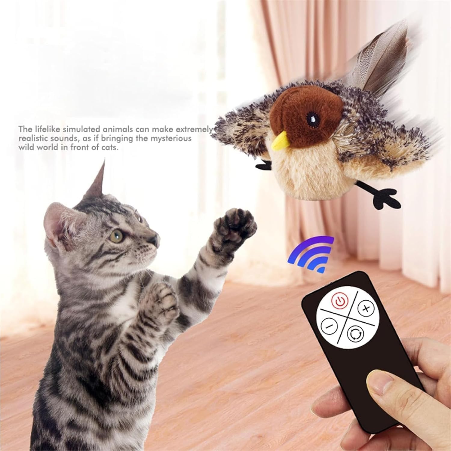 Juguete para gatos de pájaro volador, juguete de gato que chirría, alas aleteando, juguete de gato de pájaro simulado, juguete de gato de pájaro aleteando, juguete para gatos de interior